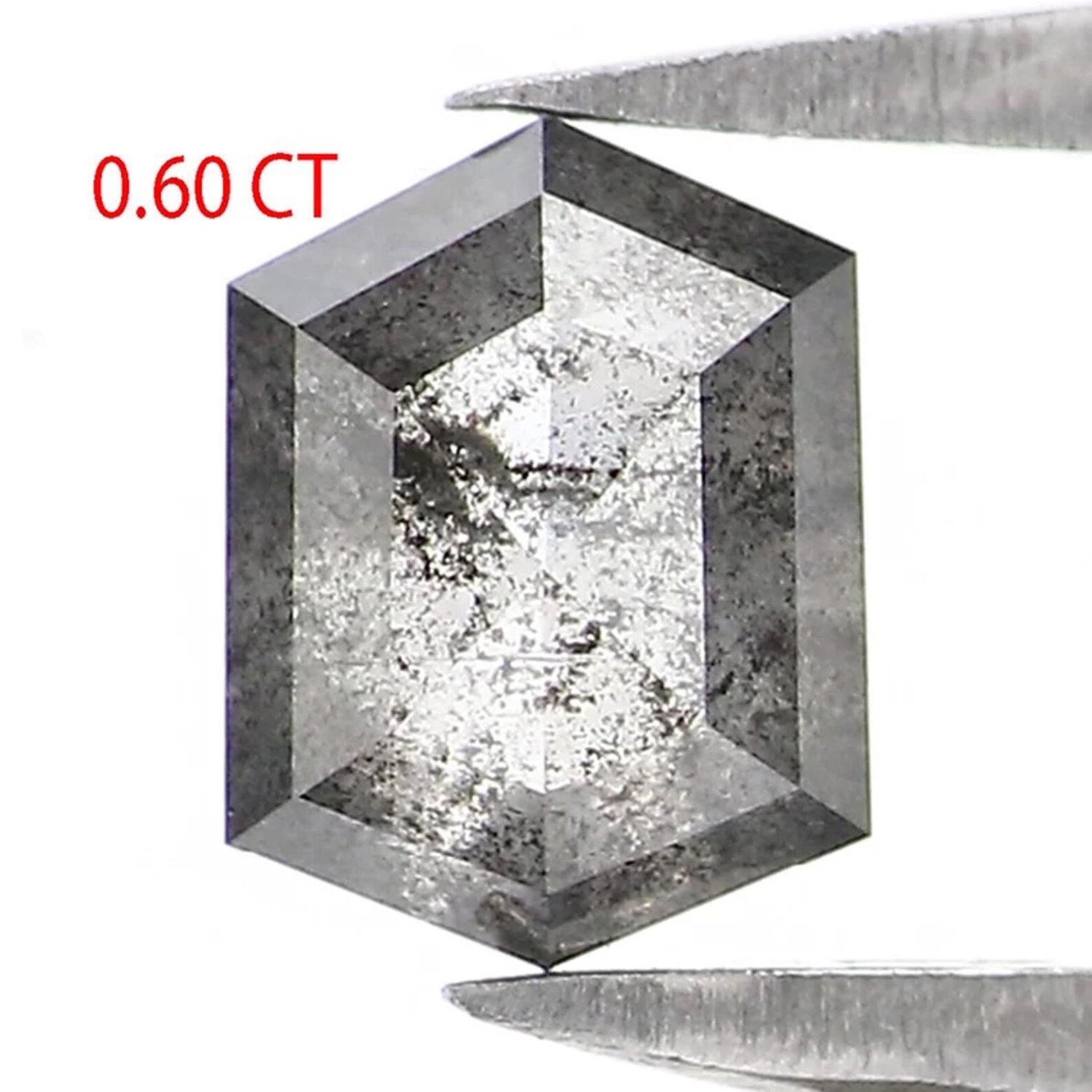 0.60 CT Natural Loose Hexagon Shape Diamond Salt And Pepper Hexagon Diamond 5.70 MM Natural Black Gray Color Hexagon Rose Cut Diamond NQ2172
