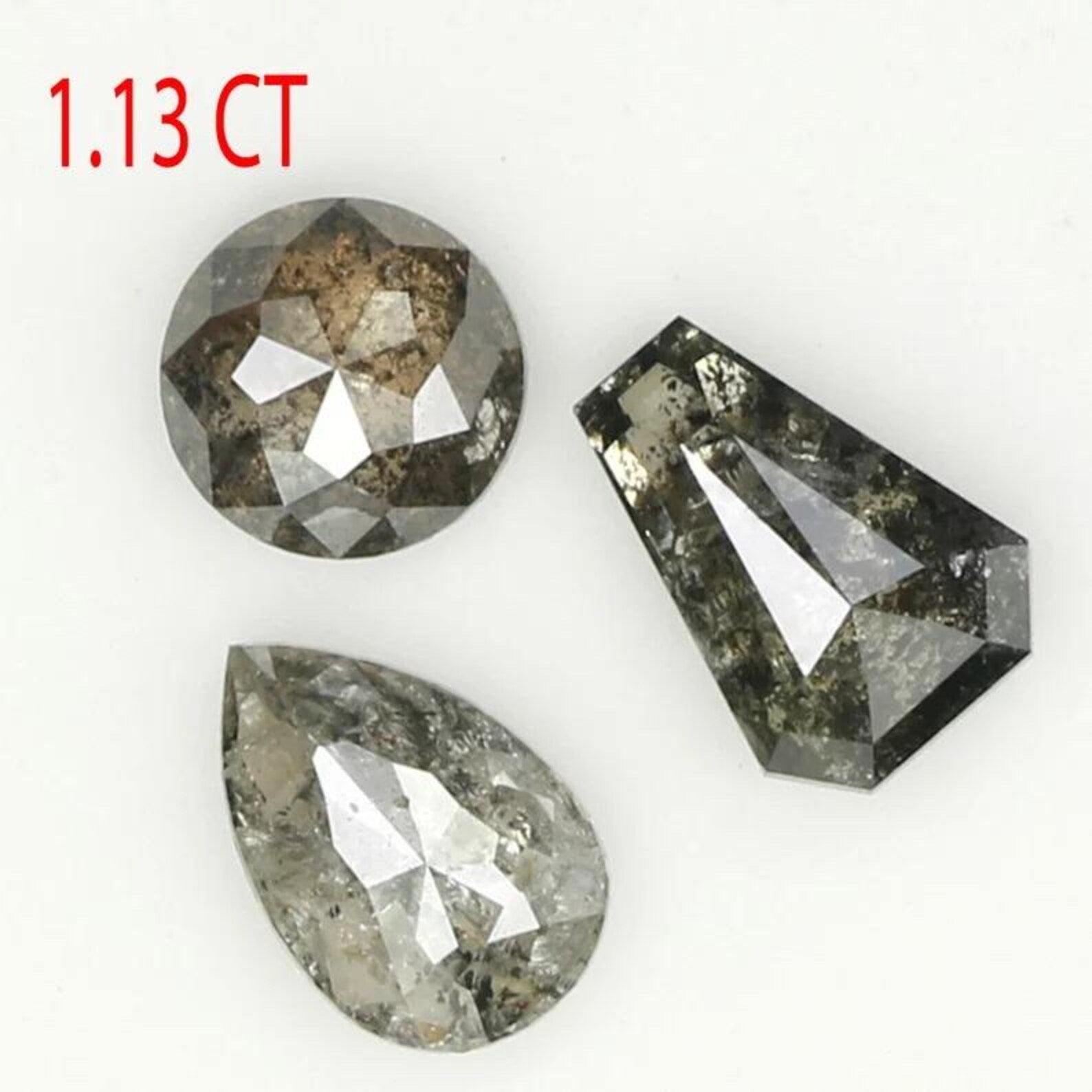 1.13 Ct Natural Loose Mix Shape Diamond Salt And Pepper Mix Shape Diamond 4.25 MM Natural Black Grey Color Mix Shape Rose Cut Diamond QN1250