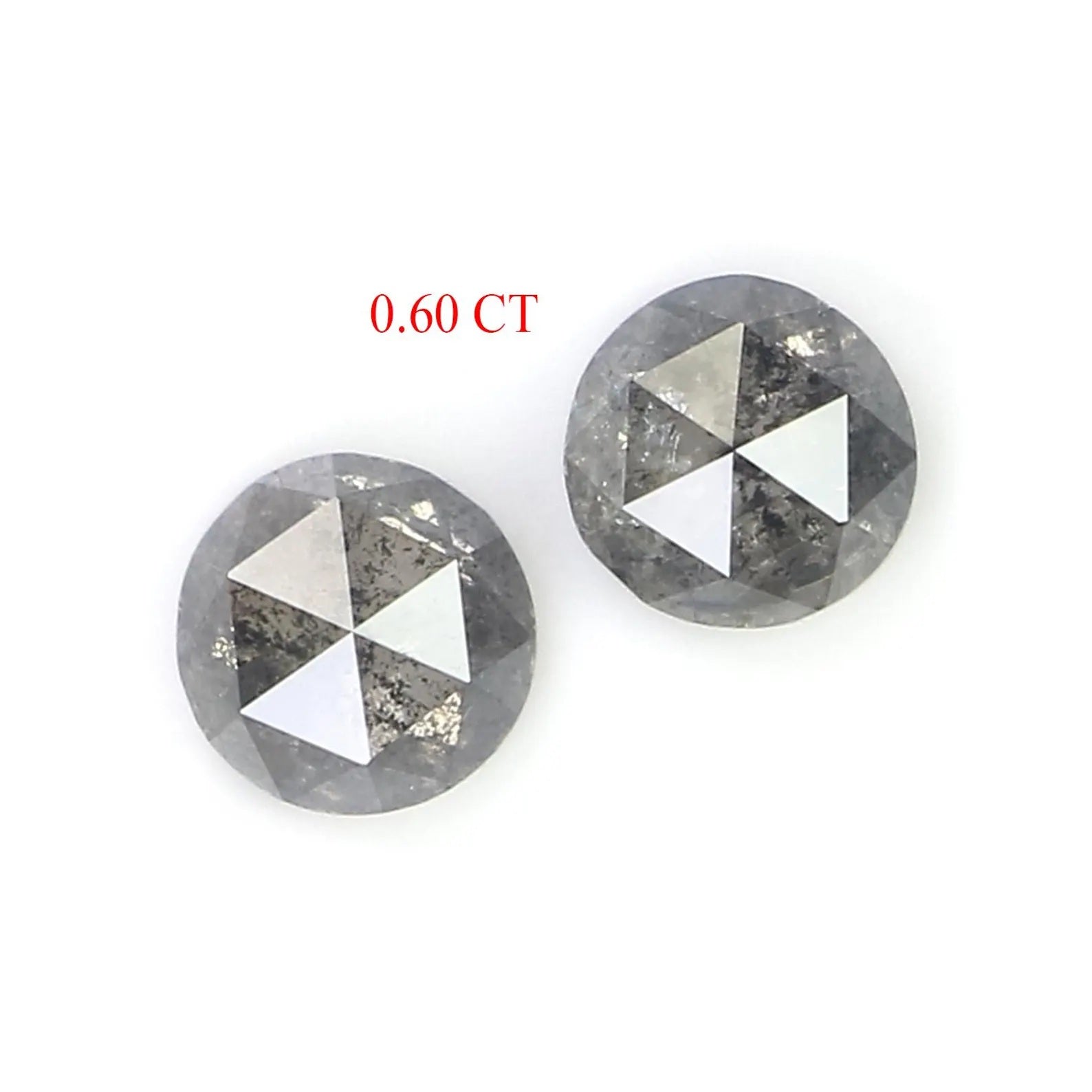 0.60 CT Natural Loose Round Shape Pair Diamond Salt And Pepper Round Diamond 4.10 MM Natural Black Grey Color Round Rose Cut Diamond NQ9314