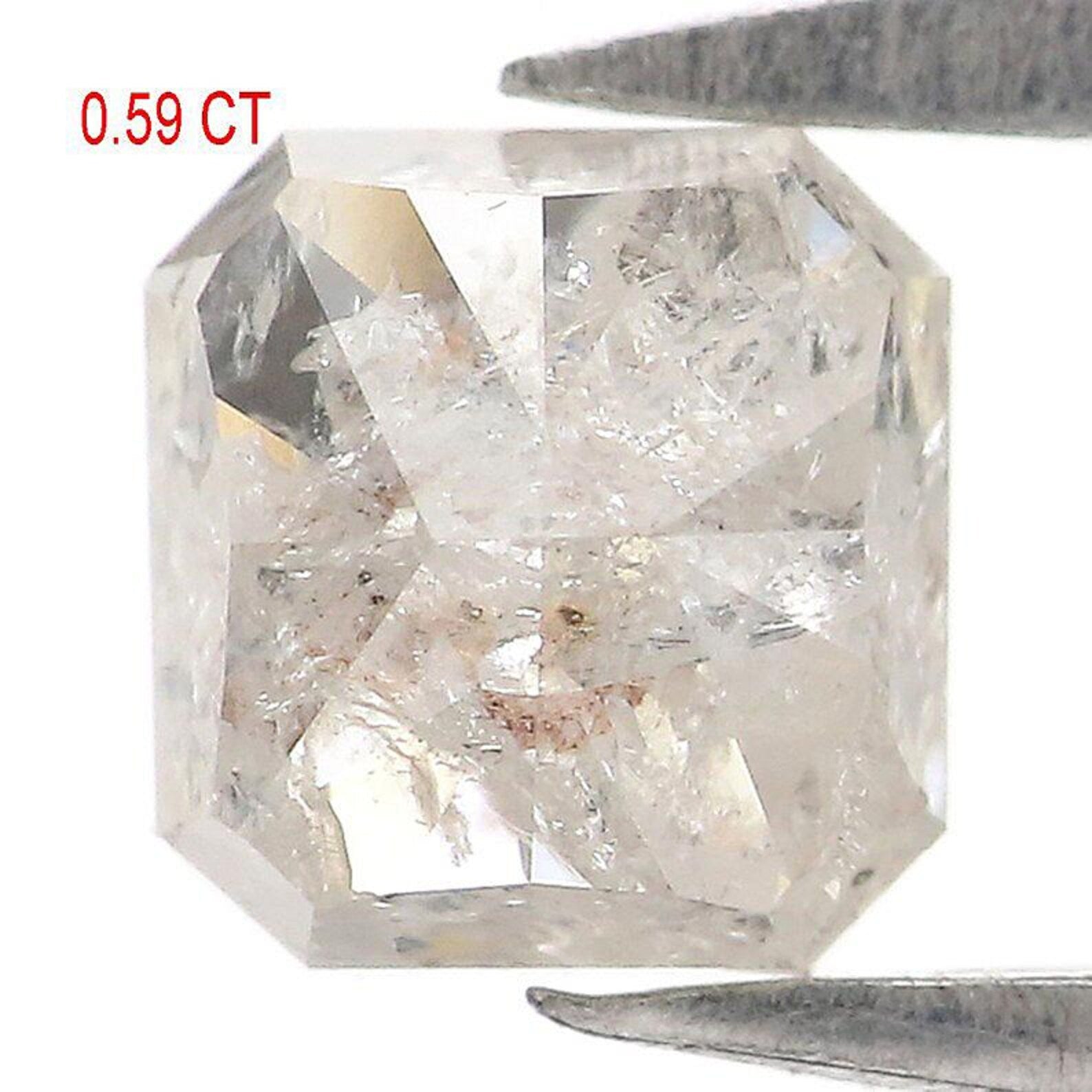 0.59 CT Natural Loose Radiant Shape Diamond Grey Color Radiant Cut Diamond 4.40 MM Natural White Color Radiant Brilliant Cut Diamond NQ7495