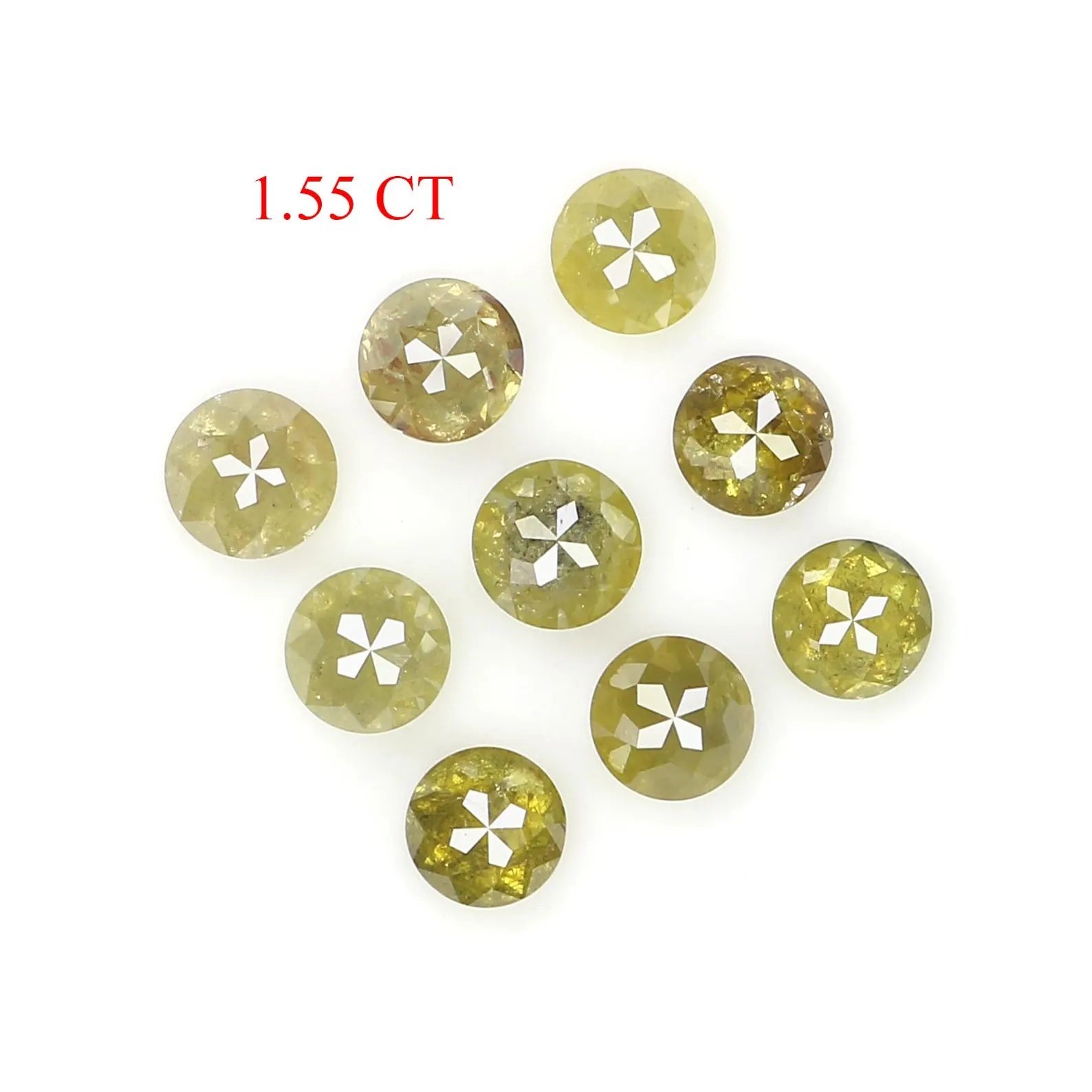 1.55 CT Natural Loose Round Rose Cut Diamond Yellow Color Round Shape Diamond 3.10 MM Natural Loose Green Color Round Rose Cut Diamond NQ417