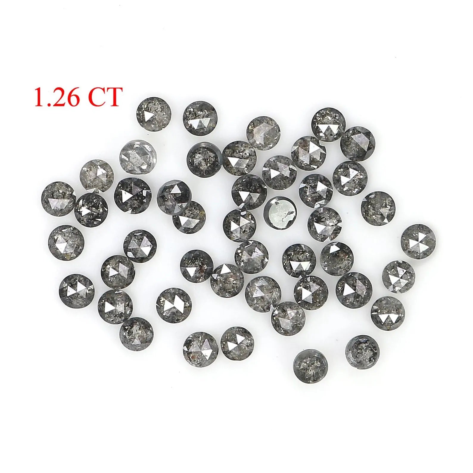 1.26 CT Natural Loose Round Shape Diamond Salt And Pepper Round Diamond 1.70 MM Natural Loose Black Grey Color Round Rose Cut Diamond NQ1789