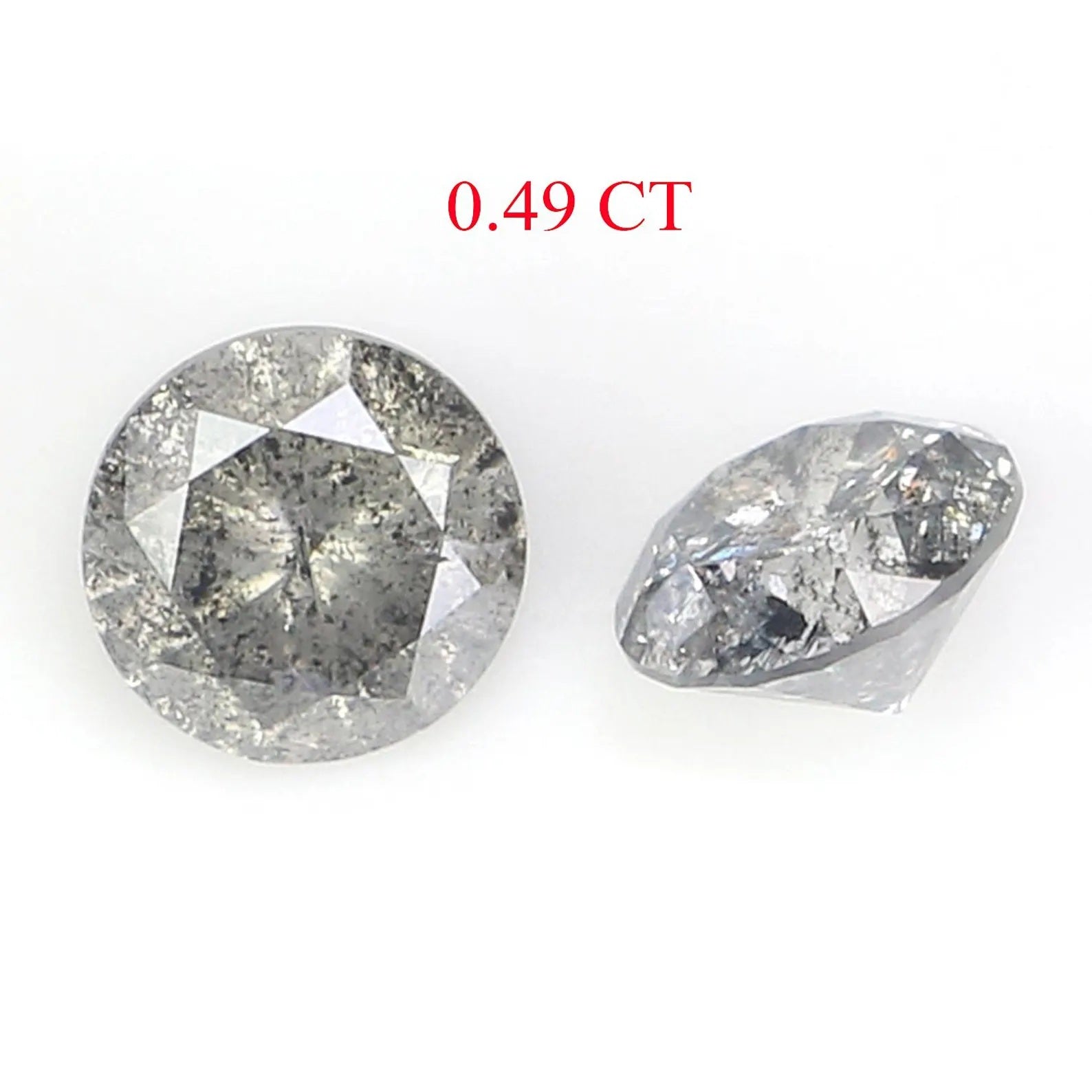 0.49 Ct Natural Loose Round Shape Pair Diamond Salt And Pepper Round Cut Diamond 4.00 MM Black Gray Color Round Brilliant Cut Diamond NQ2302