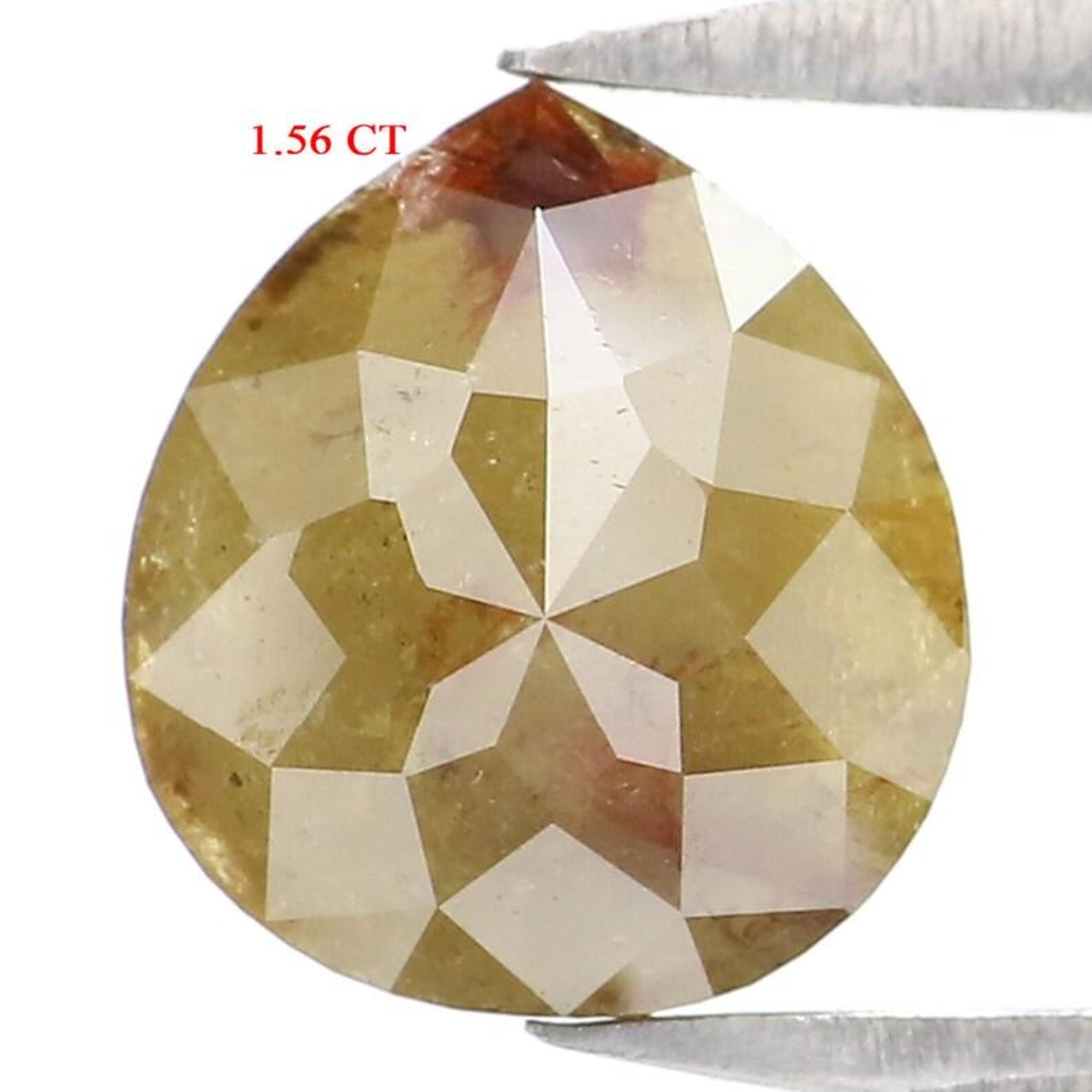 1.56 Ct Natural Loose Pear Shape Diamond Yellow Color Pear Cut Diamond 7.45 MM Natural Loose Diamond Brown Color Pear Rose Cut Diamond NQ207