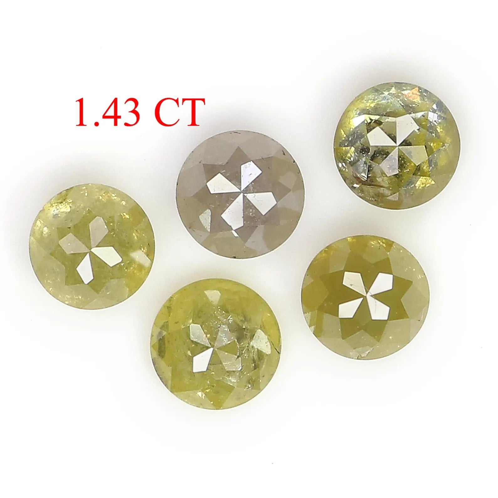 1.43 CT Natural Loose Round Rose Cut Diamond Grey Color Round Shape Diamond 3.70 MM Natural Loose Yellow Color Round Rose Cut Diamond NQ1775