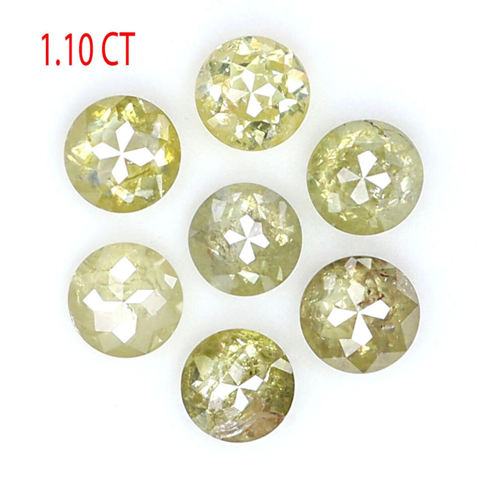 1.10 CT Natural Loose Rose Cut Diamond Yellow Green Color Round Shape Diamond 3.10 MM Natural Loose Round Rose Cut Shape Diamond NQ419