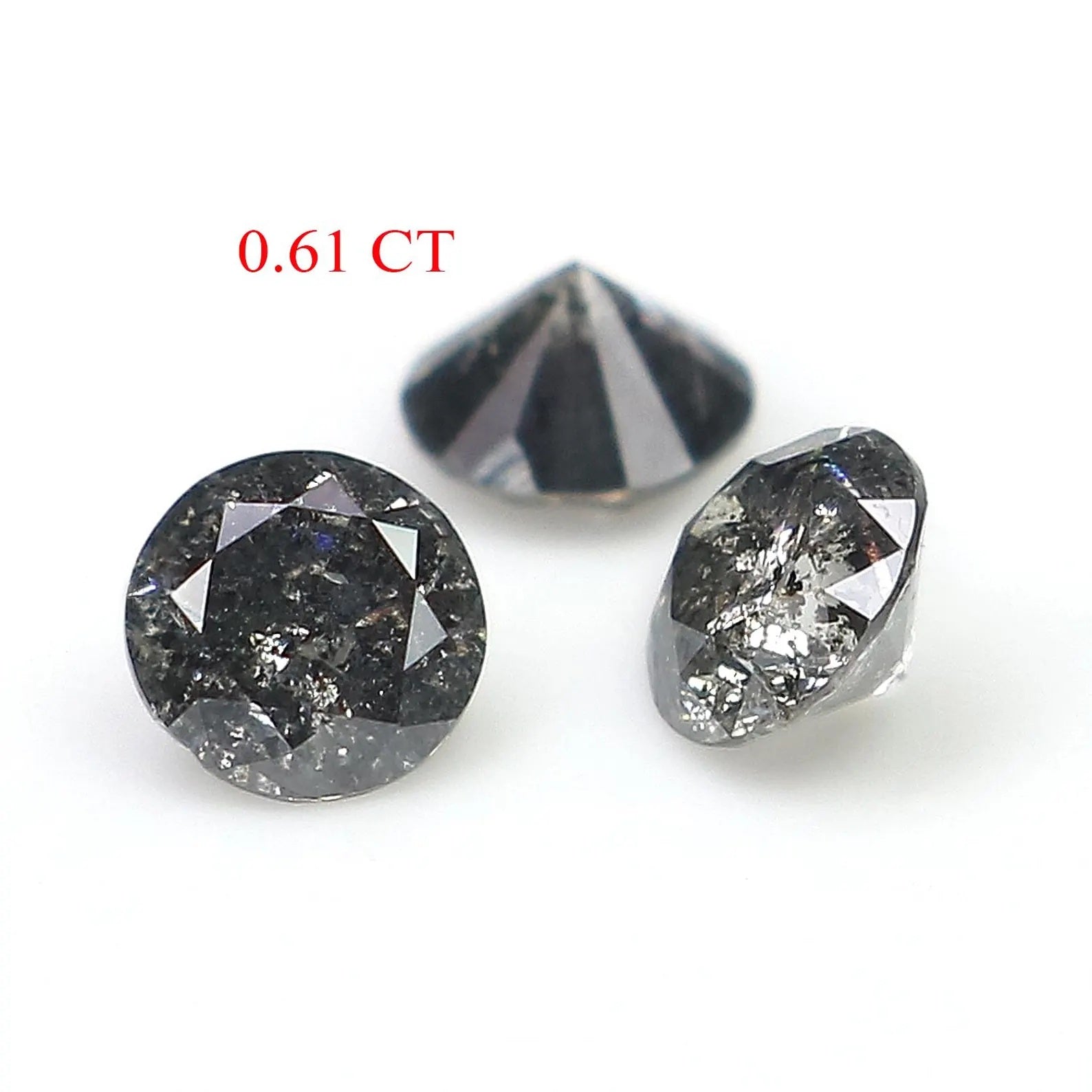 0.61 Ct Natural Loose Round Shape Diamond Salt And Pepper Round Diamond 3.70 MM Natural Black Grey Color Round Brilliant Cut Diamond NQ1483