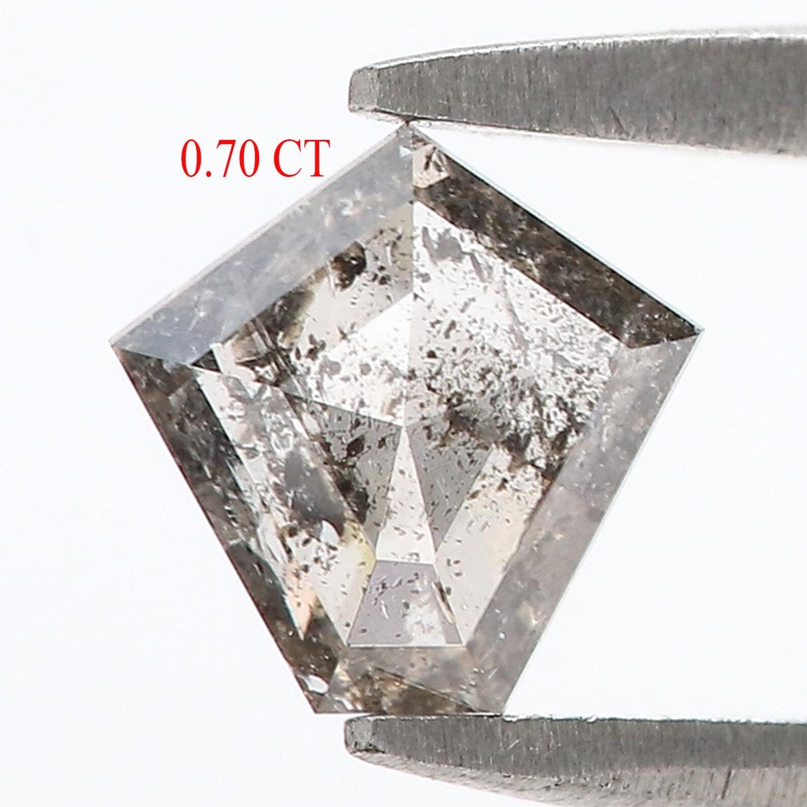 0.70 CT Natural Loose Pentagon Diamond Salt And Pepper Pentagon Diamond 6.35 MM Natural Black Gray Color Pentagon Rose Cut Diamond NQ1373