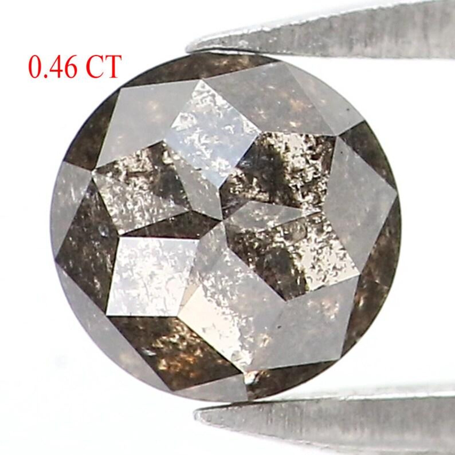 0.46 Ct Natural Loose Round Shape Diamond Salt And Pepper Round Cut Diamond 4.65 MM Natural Black Gray Color Round Rose Cut Diamond NQ2313