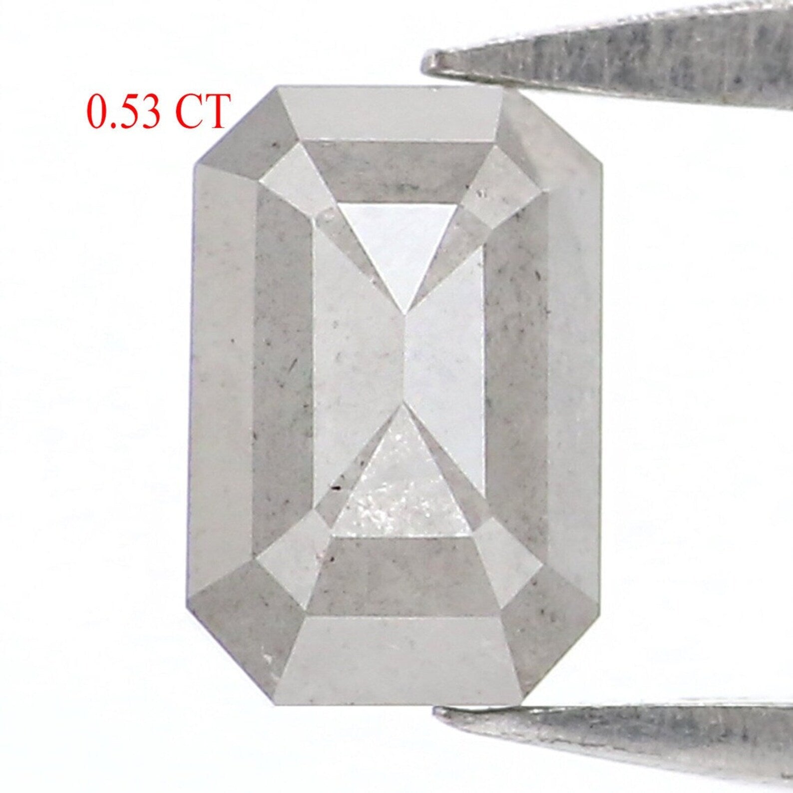 0.53 CT Natural Loose Emerald Shape Diamond Salt And Pepper Emerald Cut Diamond 5.30 MM Natural Grey Color Emerald Rose Cut Diamond NQ8866