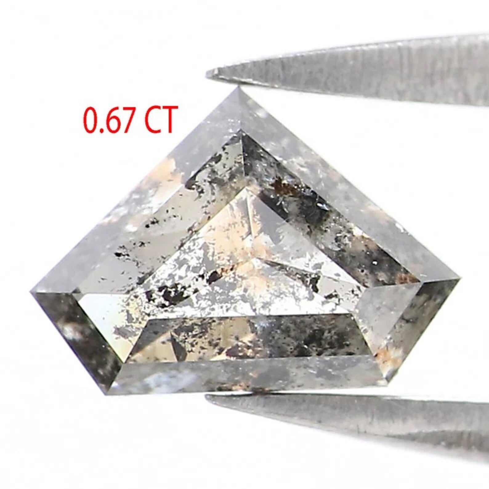 0.67 CT Natural Loose Shield Shape Diamond Salt And Pepper Shield Diamond 5.00 MM Natural Black Grey Color Shield Rose Cut Diamond NQ2159