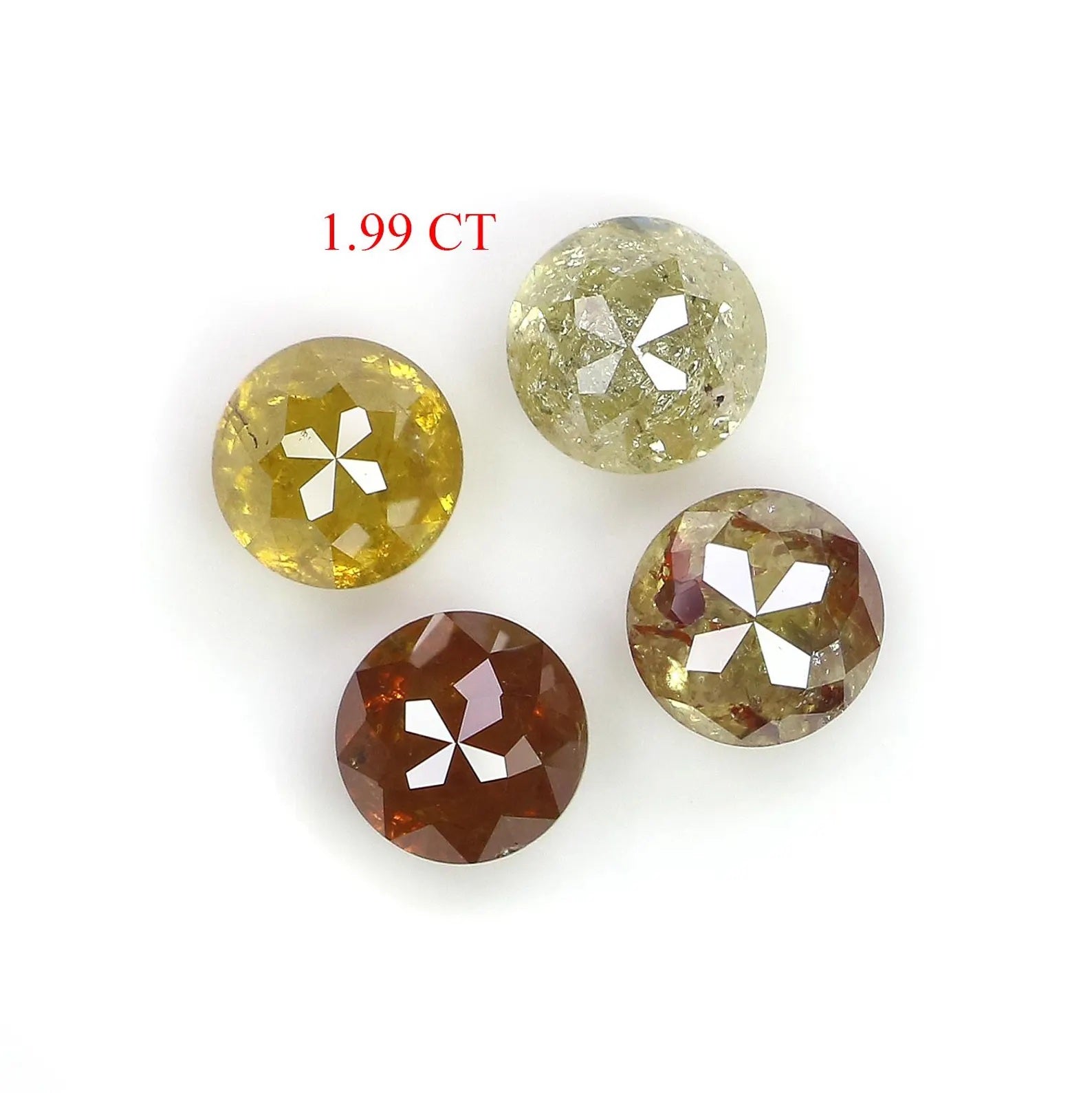 1.99 Ct Natural Loose Round Shape Diamond Yellow Color Round Cut Diamond 4.30 MM Natural Diamond Brown Color Round Rose Cut Diamond NQ1929