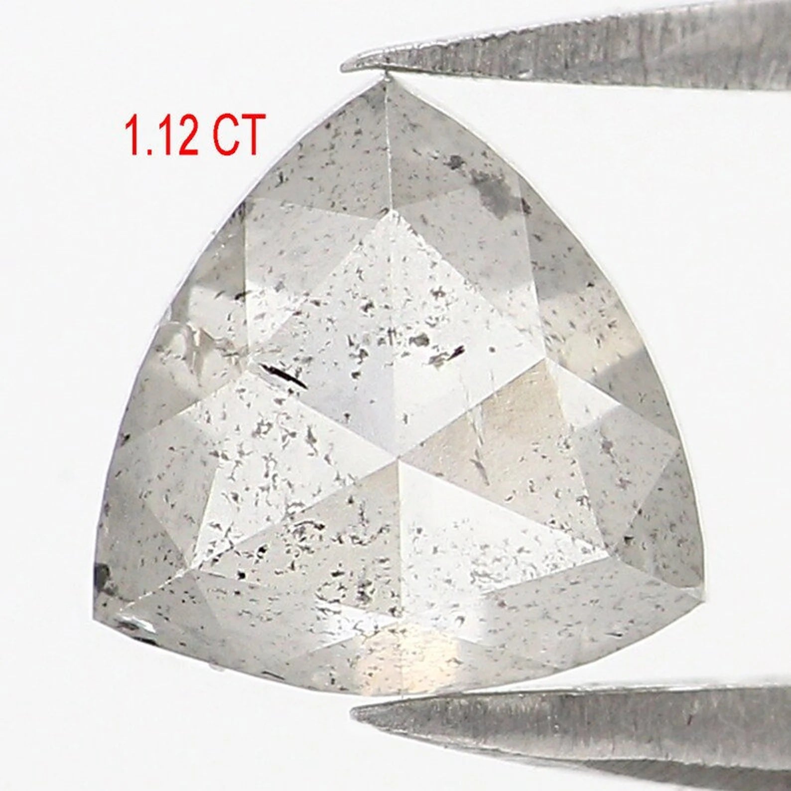 1.12 Ct Natural Loose Triangle Shape Diamond Salt And Pepper Triangle Cut Diamond 6.60 MM Black Grey Color Triangle Rose Cut Diamond QN8947