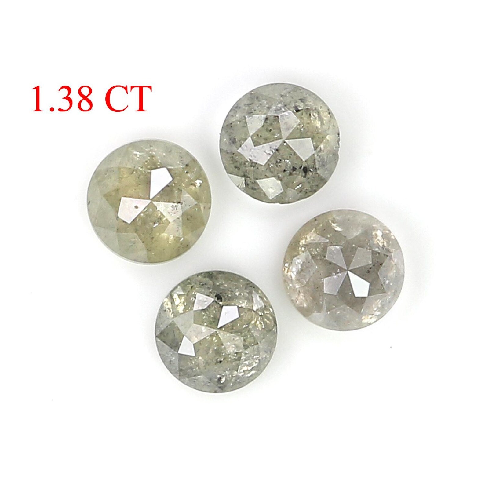 1.38 CT Natural Loose Round Shape Diamond Salt And Pepper Round Cut Diamond 4.10 MM Natural Loose Grey Color Round Rose Cut Diamond NQ778