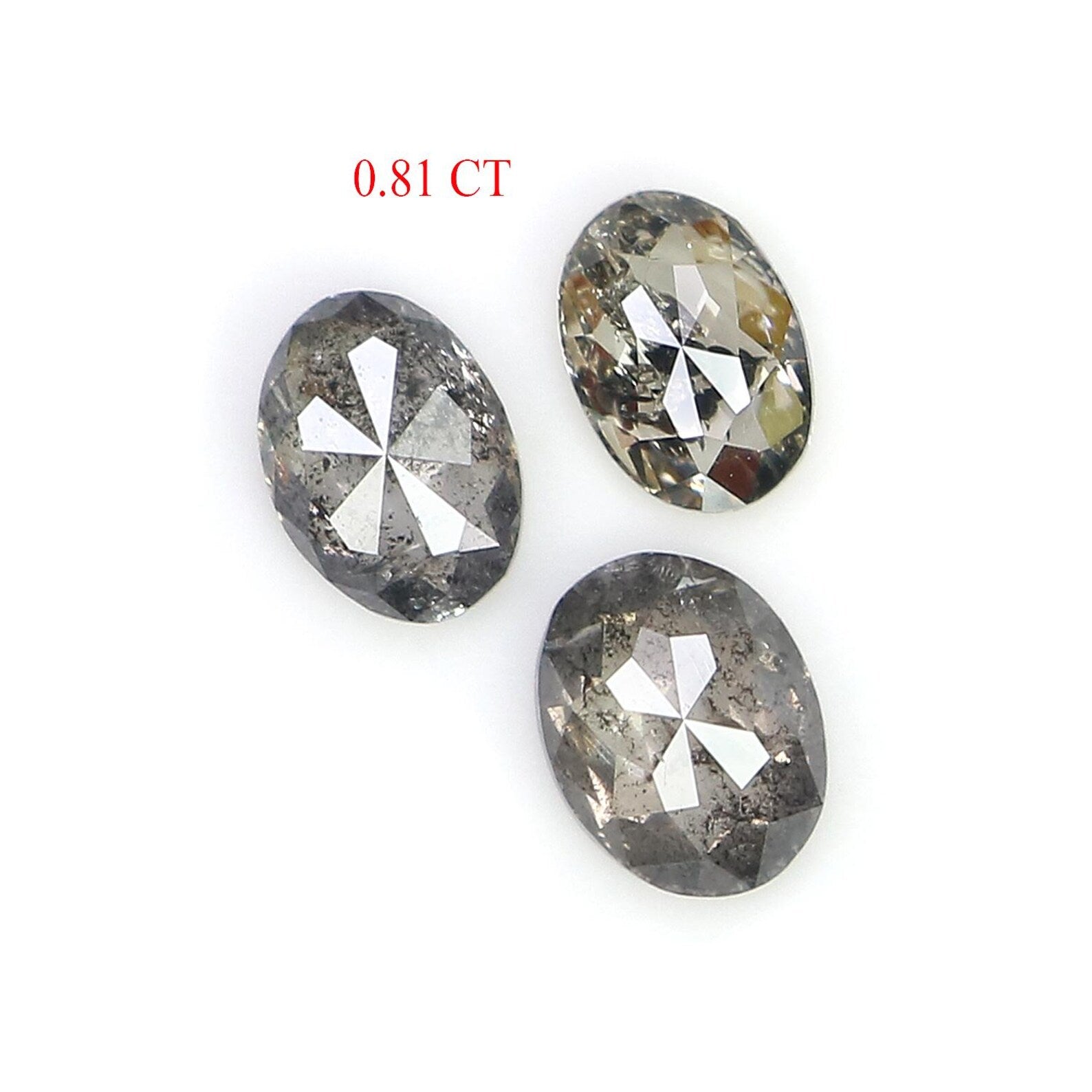 0.81 CT Natural Loose Oval Shape Diamond Salt And Pepper Oval Diamond 4.80 MM Natural Diamond Black Gray Color Oval Rose Cut Diamond NQ1215