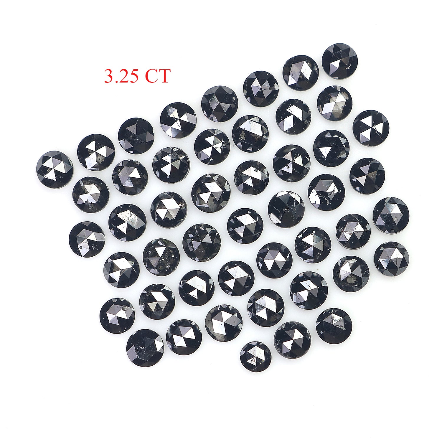 3.25 CT Natural Loose Round Rose Cut Diamond Black Color Round Shape Diamond 2.60 MM Natural Loose Black Color Round Rose Cut Diamond LQ1832