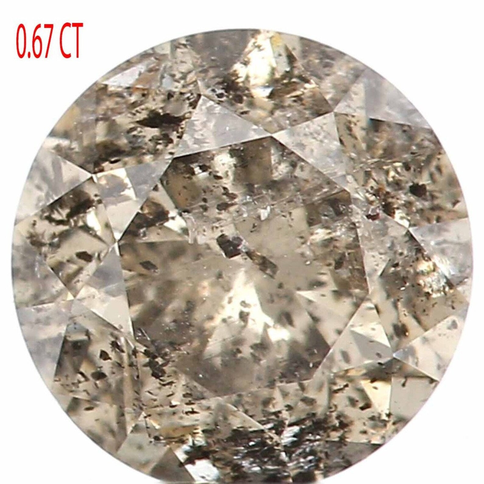 0.67 CT Natural Loose Round Brilliant Cut Diamond Salt And Pepper Diamond 5.35 MM Natural Loose Diamond Black Grey Round Cut Diamond NQ814