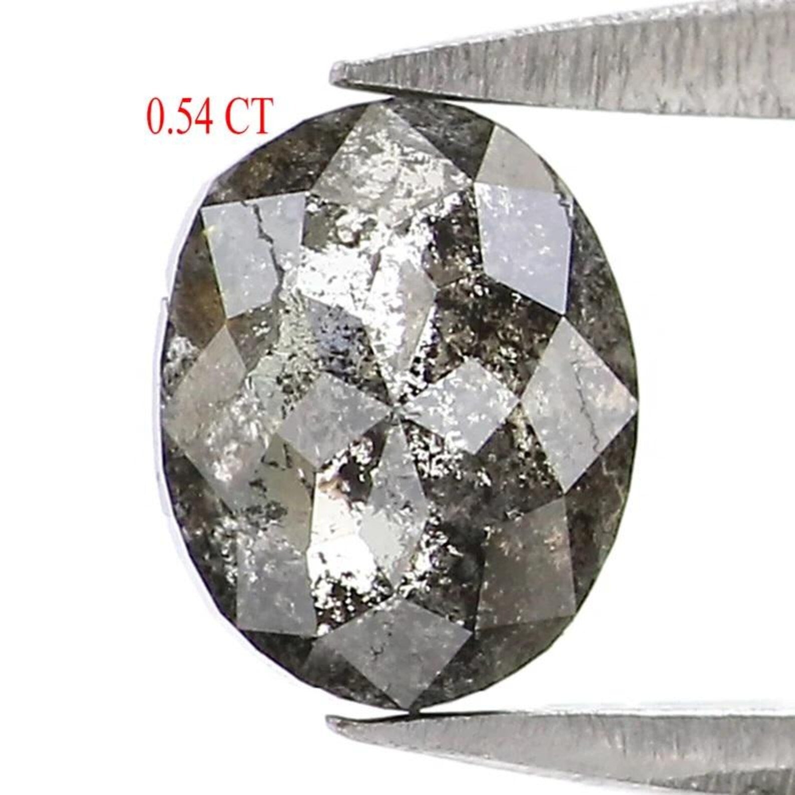 0.54 CT Natural Loose Oval Shape Diamond Salt And Pepper Oval Diamond 5.50 MM Natural Loose Black Grey Color Oval Rose Cut Diamond NQ9241