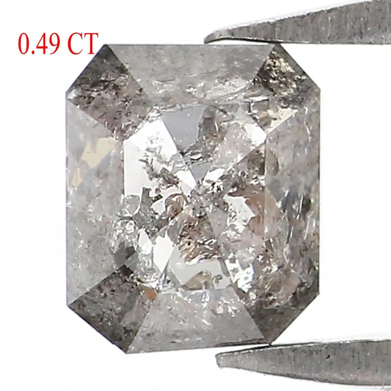 0.49 CT Natural Loose Emerald Shape Diamond Salt And Pepper Emerald Diamond 4.80 MM Natural Black Grey Color Emerald Rose Cut Diamond NQ8307