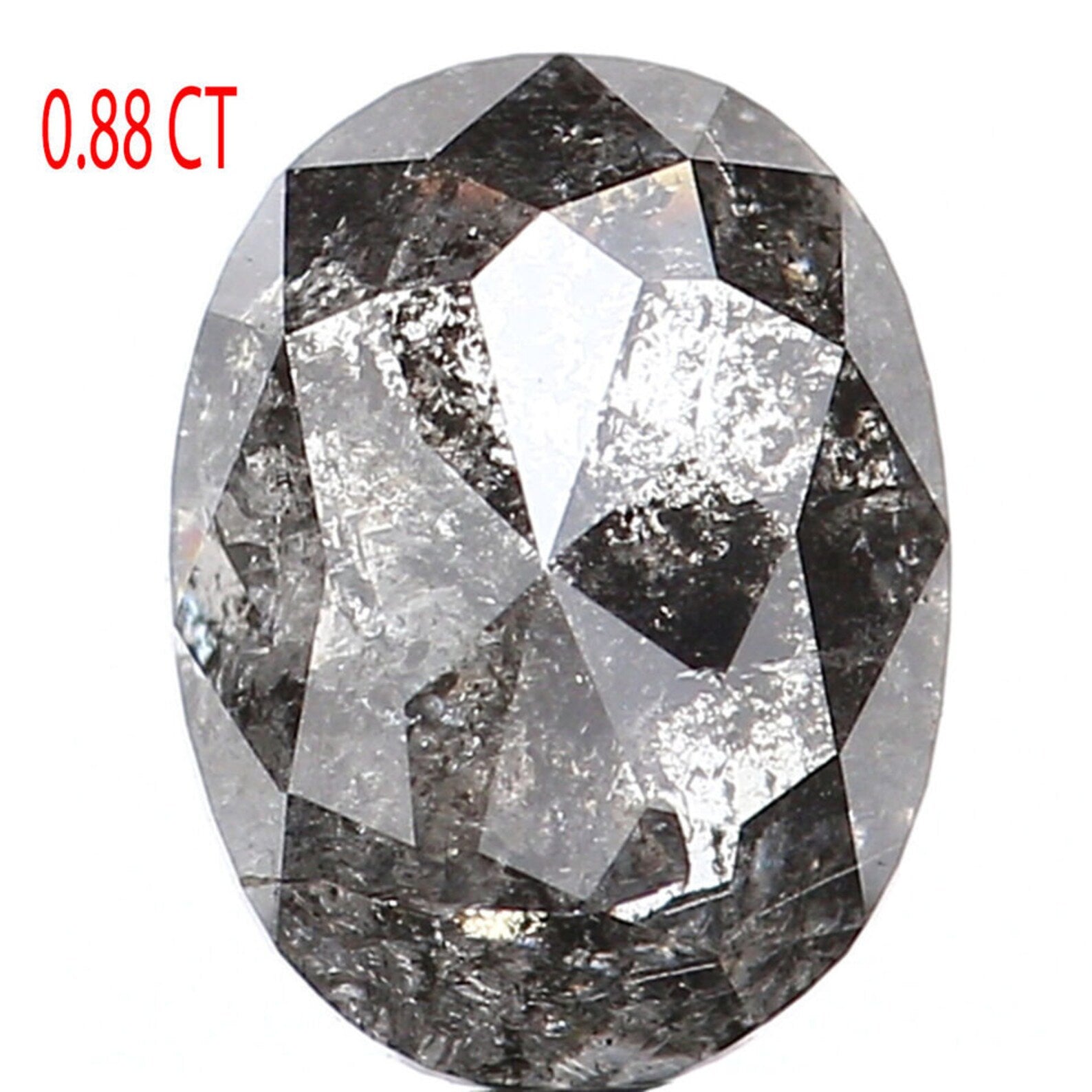 0.88 CT Natural Loose Oval Shape Diamond Salt And Pepper Oval Cut Diamond 6.60 MM Natural Loose Diamond Oval Shape Rose Cut Diamond QN941