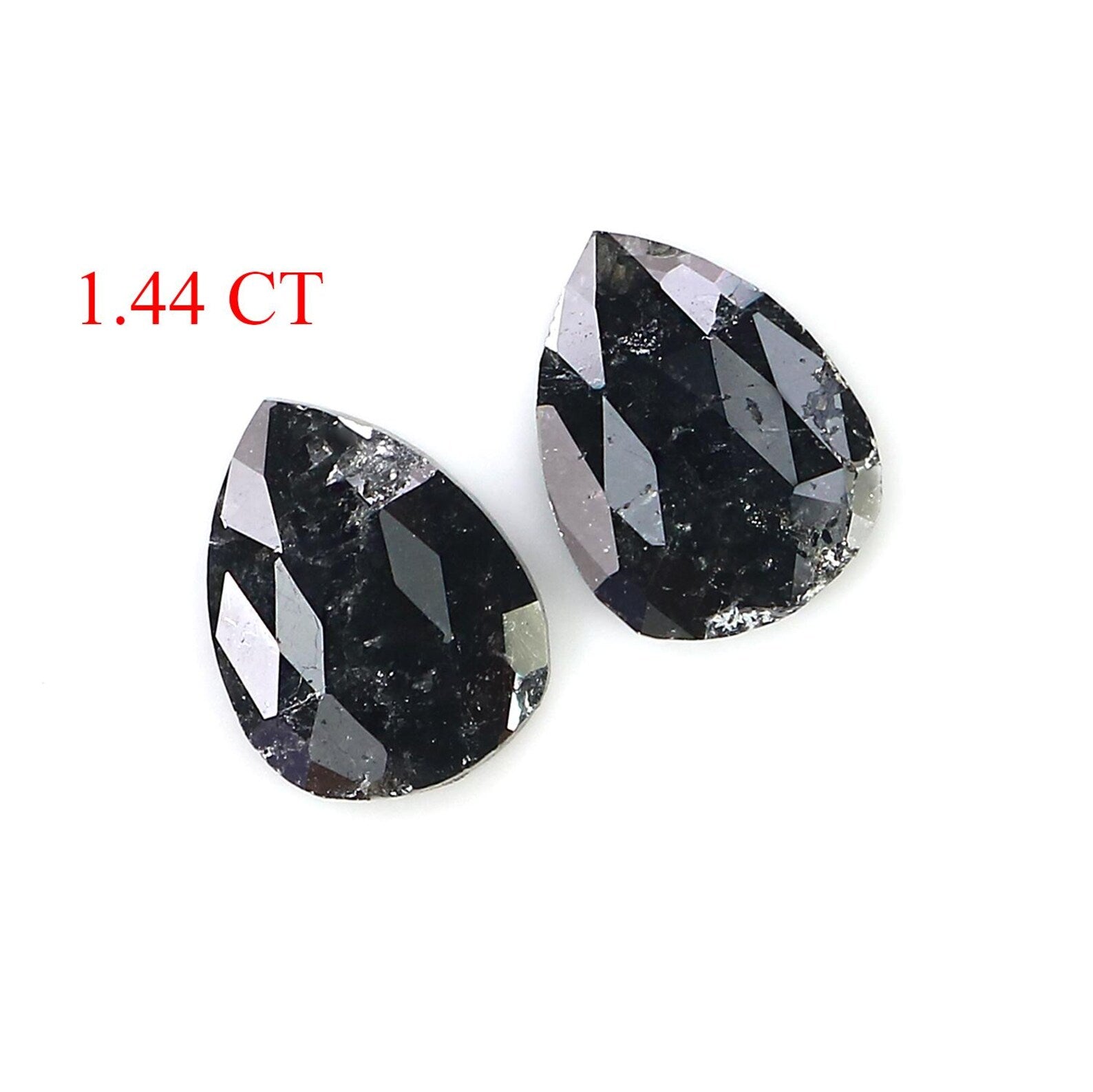 1.44 CT Natural Loose Pear Shape Pair Diamond Black Grey Color Pear Cut Diamond 7.85 MM Natural Loose Diamond Pear Rose Cut Diamond NQ2544