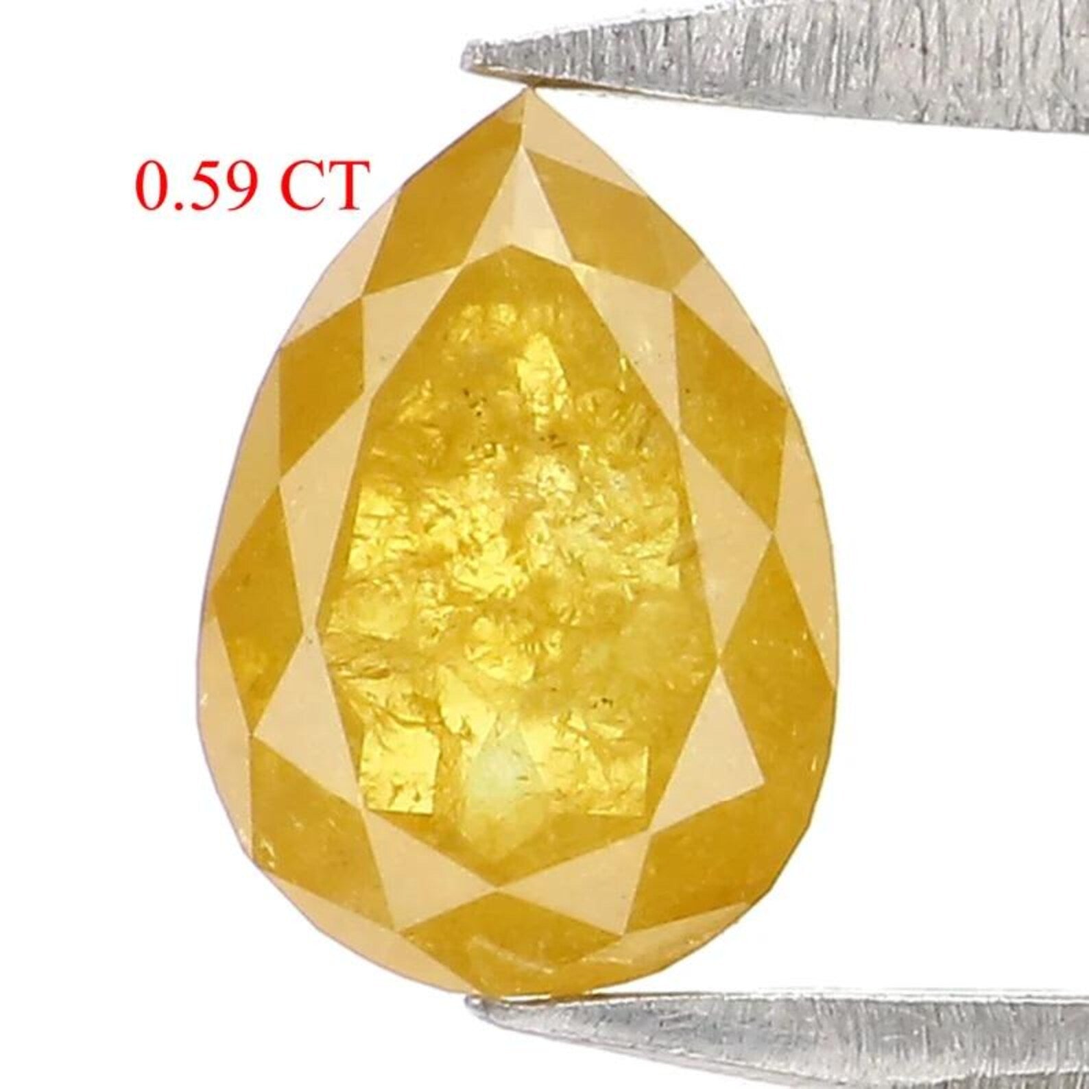 0.59 CT Natural Loose Pear Shape Diamond Yellow Color Pear Cut Diamond 6.25 MM Natural Loose Diamond Yellow Pear Rose Cut Diamond NQ2396