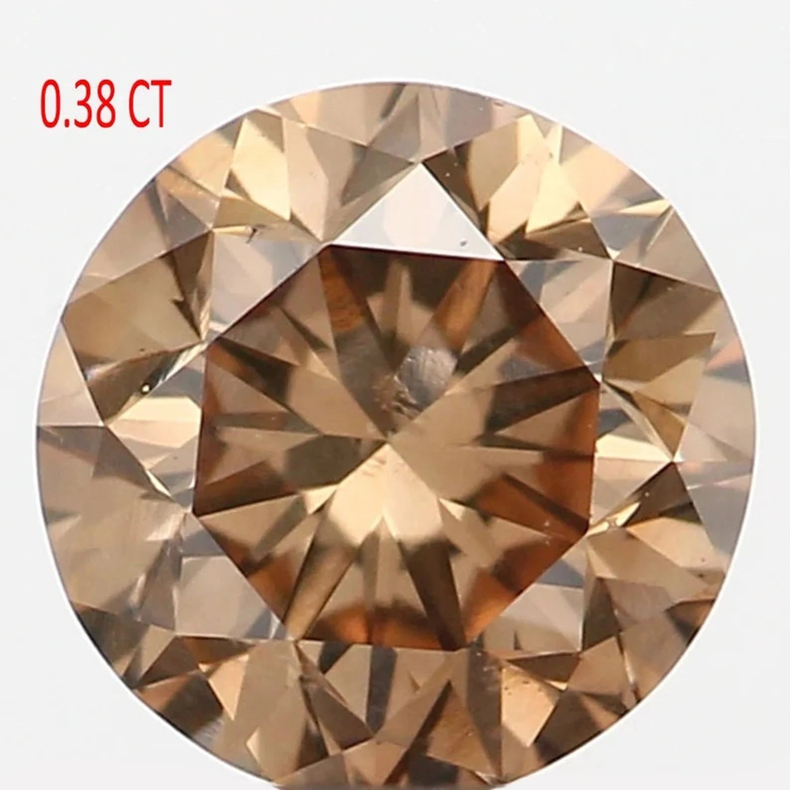 0.38 Ct Natural Loose Round Shape Diamond Brown Color Round Diamond 4.55 MM Natural Diamond Brown Color Round Brilliant Cut Diamond NQ1082