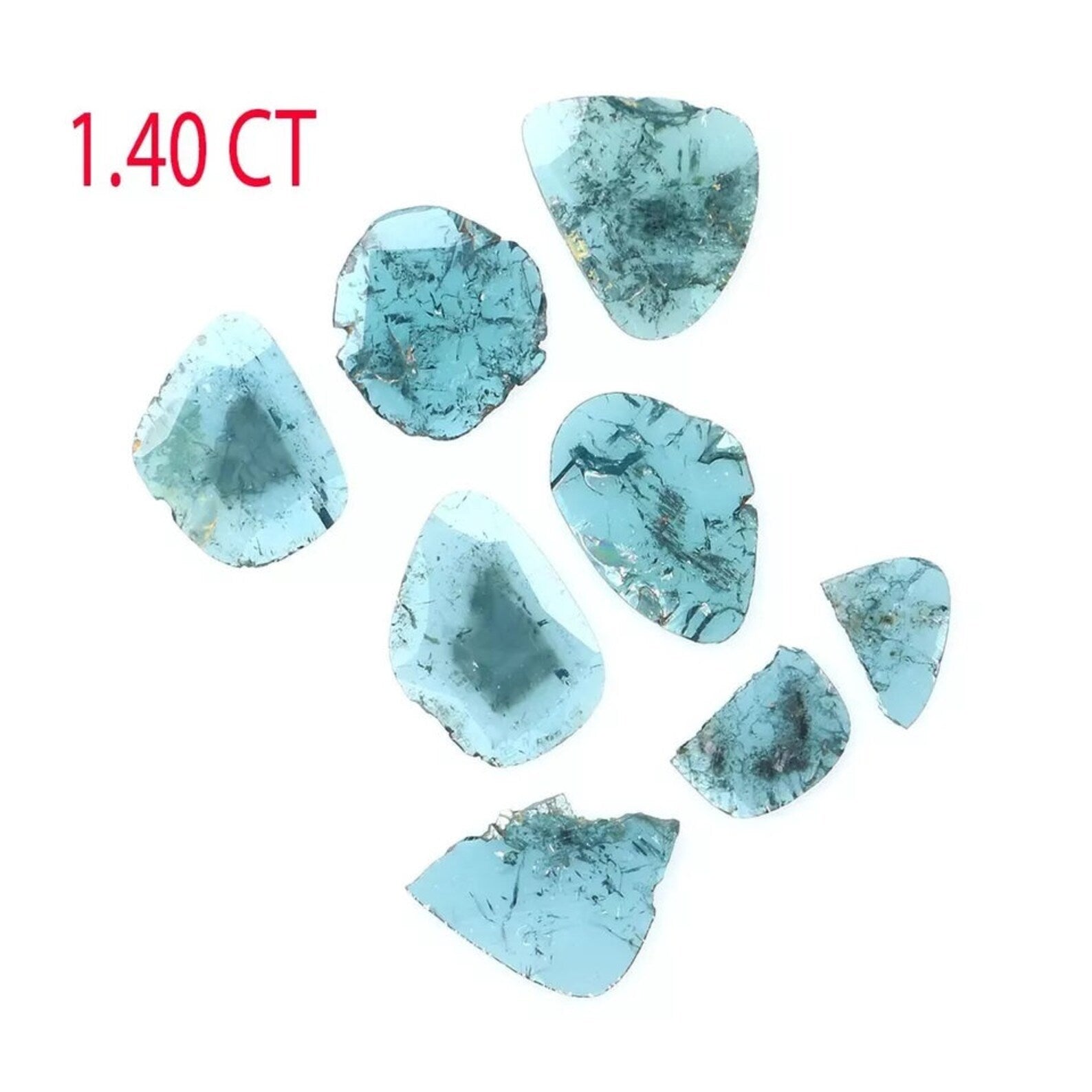 1.40 Ct Natural Loose Slice Shape Diamond Blue Color Slice Cut Diamond 6.30 MM Natural Loose Diamond Blue Color Irregular Cut Diamond NQ1308