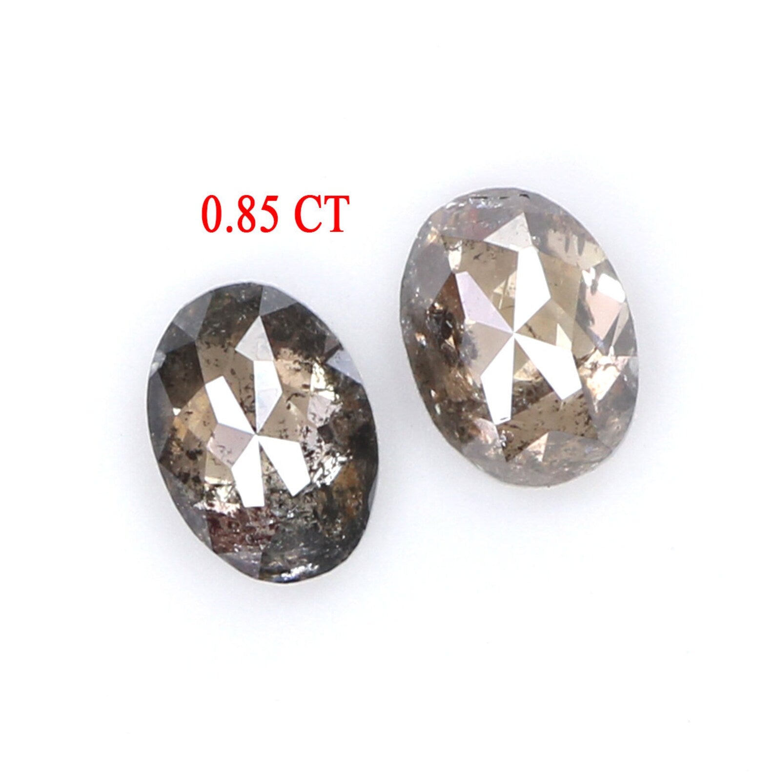 Natural Loose Oval Salt And Pepper Diamond Black Grey Color 0.85 CT 5.30 MM Oval Shape Rose Cut Diamond KDN969