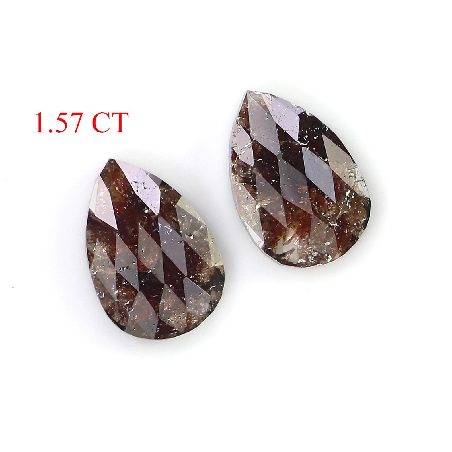 1.57 CT Natural Loose Pear Cut Pair Diamond Brown Color Pear Shape Diamond 8.70 MM Natural Diamond Brown Color Pear Rose Cut Diamond NQ2546