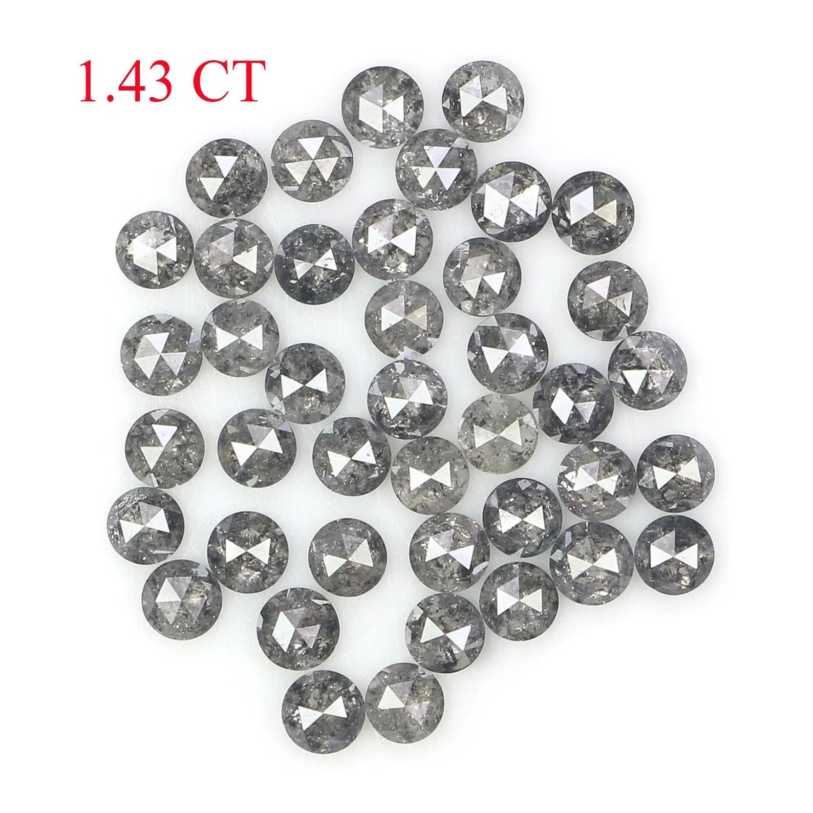 1.43 CT Natural Loose Round Shape Diamond Salt And Pepper Round Diamond 1.90 MM Natural Loose Black Grey Color Round Rose Cut Diamond NQ1560