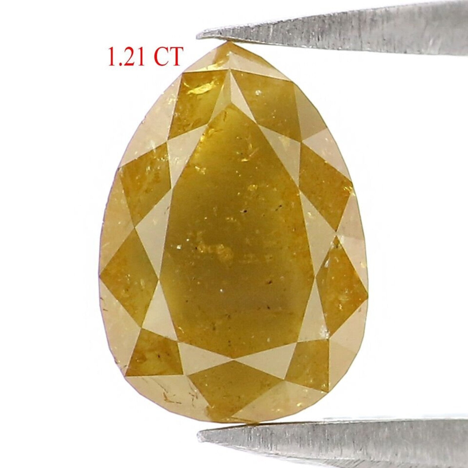 1.21 CT Natural Loose Pear Shape Diamond Yellow Color Pear Cut Diamond 7.40 MM Natural Loose Diamond Yellow Pear Rose Cut Diamond NQ9212