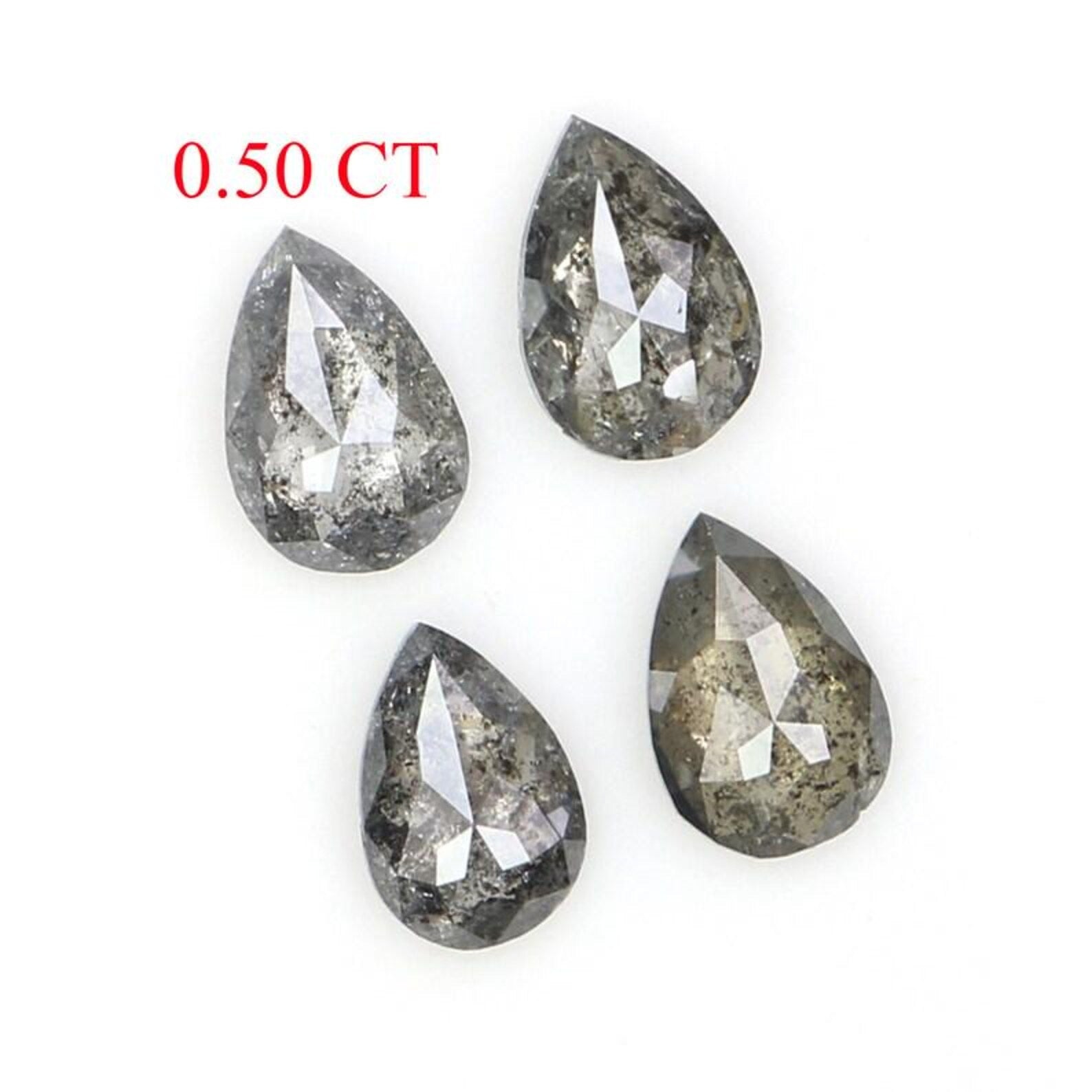0.50 CT Natural Loose Pear Shape Diamond Salt And Pepper Pear Diamond 4.30 MM Natural Loose Black Grey Color Pear Rose Cut Diamond NQ2412