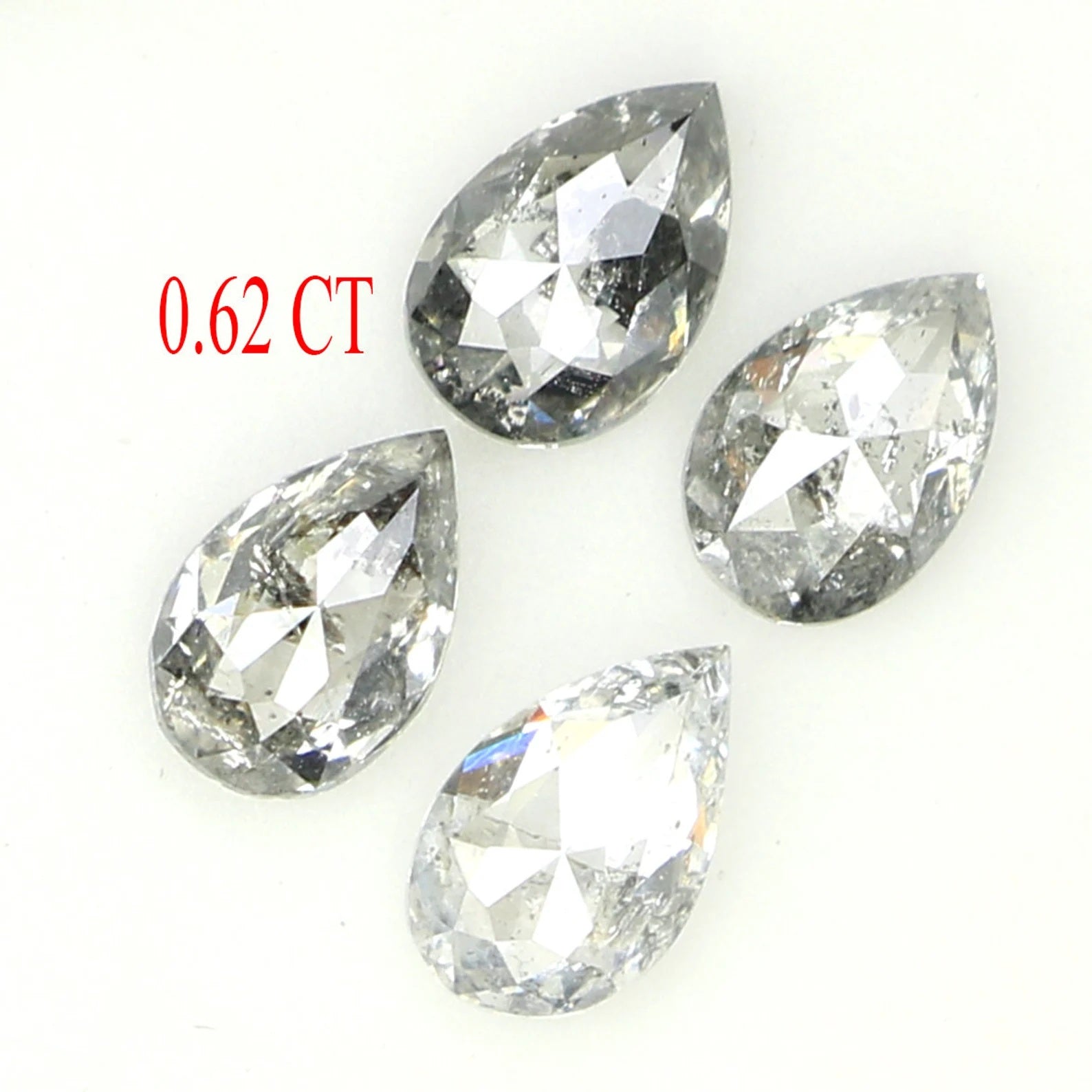 0.62 CT Natural Loose Pear Diamond Salt And Pepper Diamond 4.05 MM Natural Loose Diamond Pear Shape Diamond Black Grey Color Diamond KDN1570