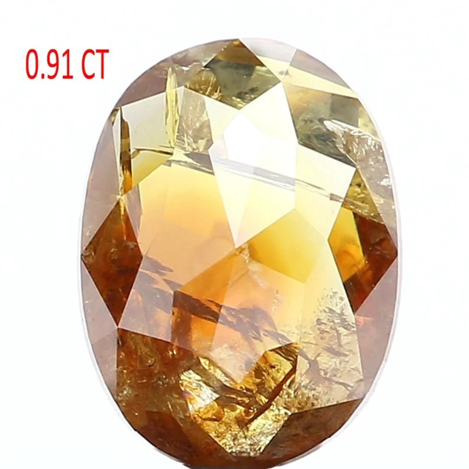 0.91 Ct Natural Loose Oval Shape Diamond Brown Yellow Color Oval Cut Diamond 7.05 MM Natural Brown Yellow Color Oval Rose Cut Diamond QN1052