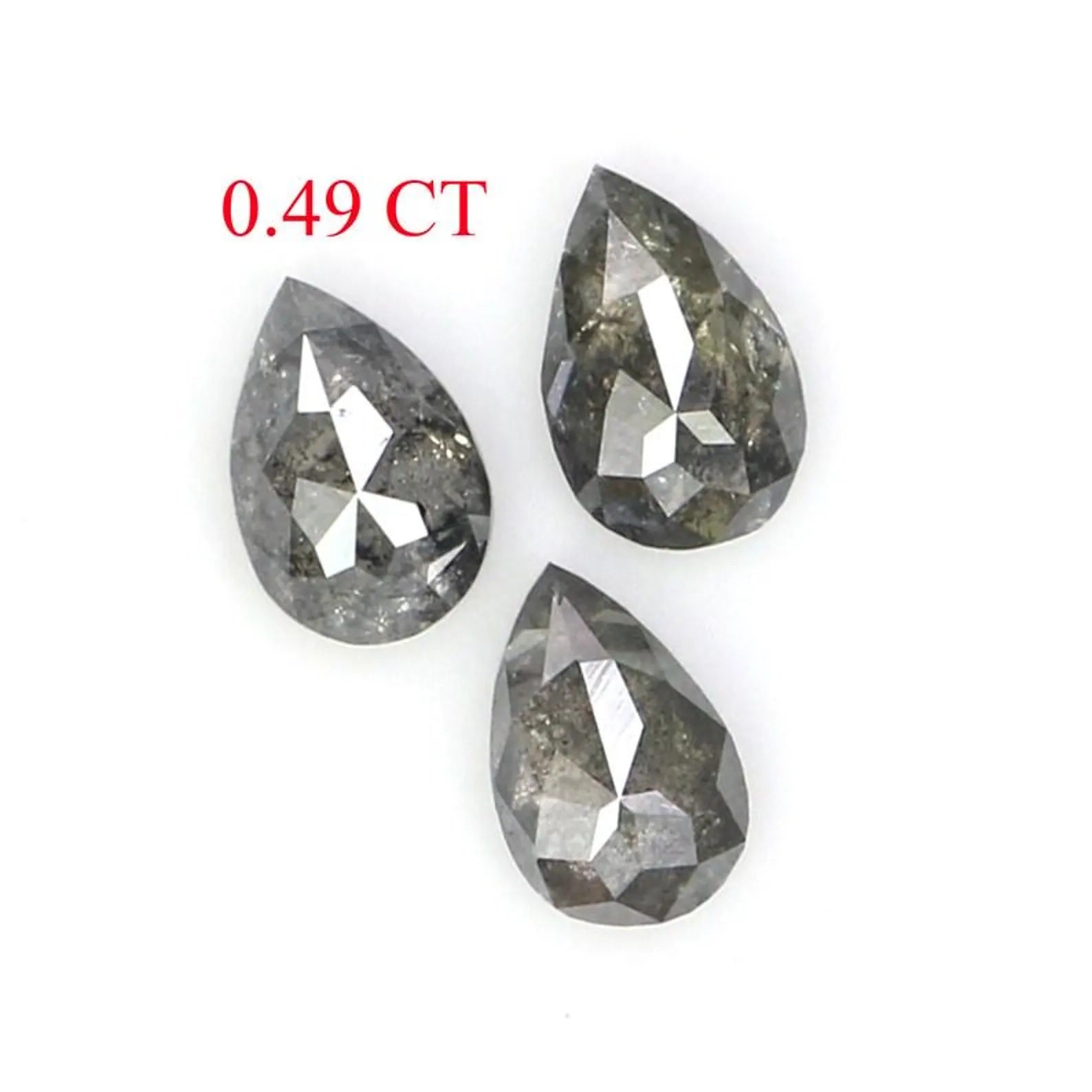 0.49 CT Natural Loose Pear Shape Diamond Salt And Pepper Pear Diamond 4.40 MM Natural Diamond Black Grey Color Pear Rose Cut Diamond NQ2401