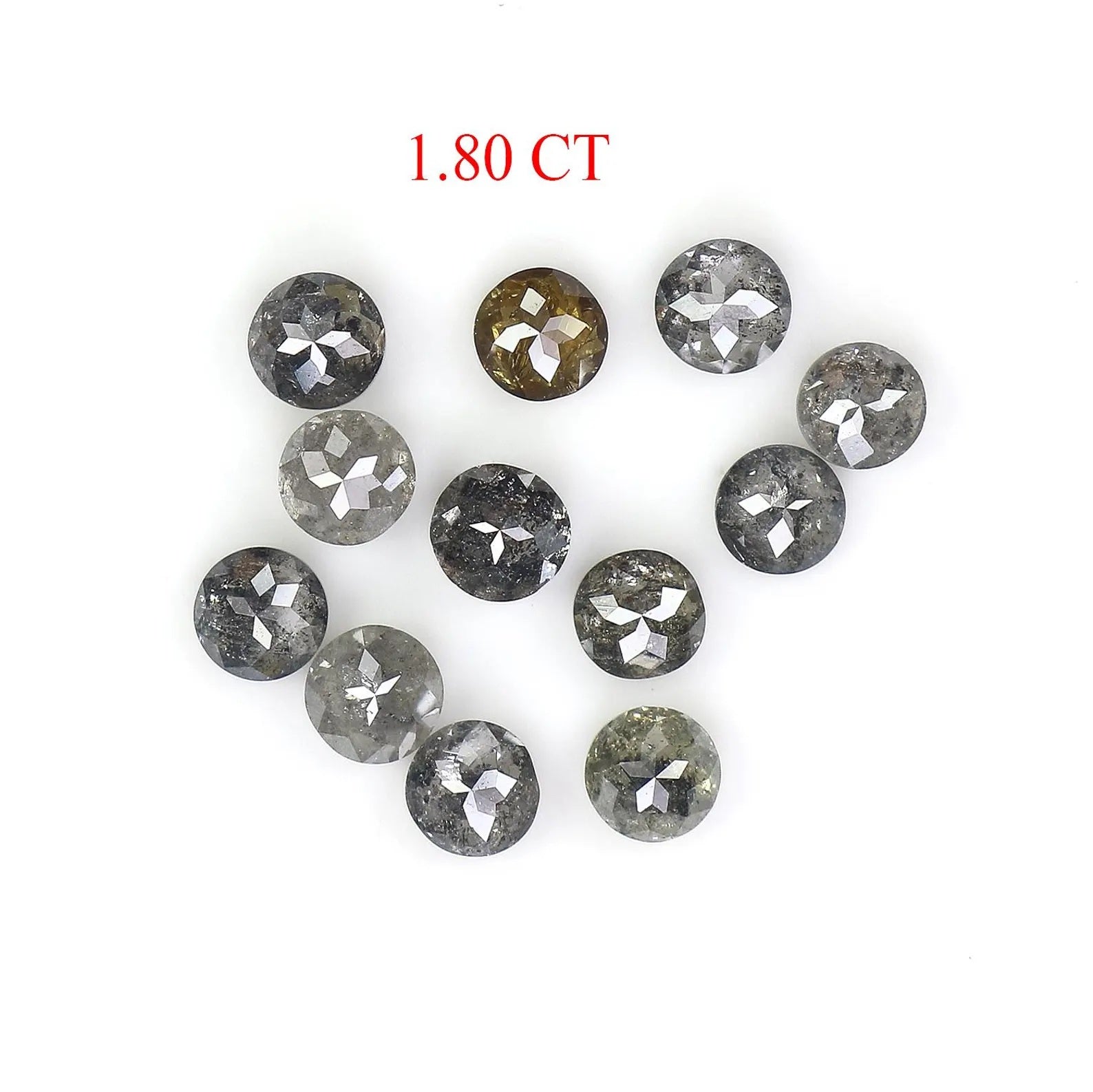 1.80 CT Natural Loose Round Shape Diamond Salt And Pepper Round Cut Diamond 3.00 MM Natural Black Grey Color Round Rose Cut Diamond NQ8070
