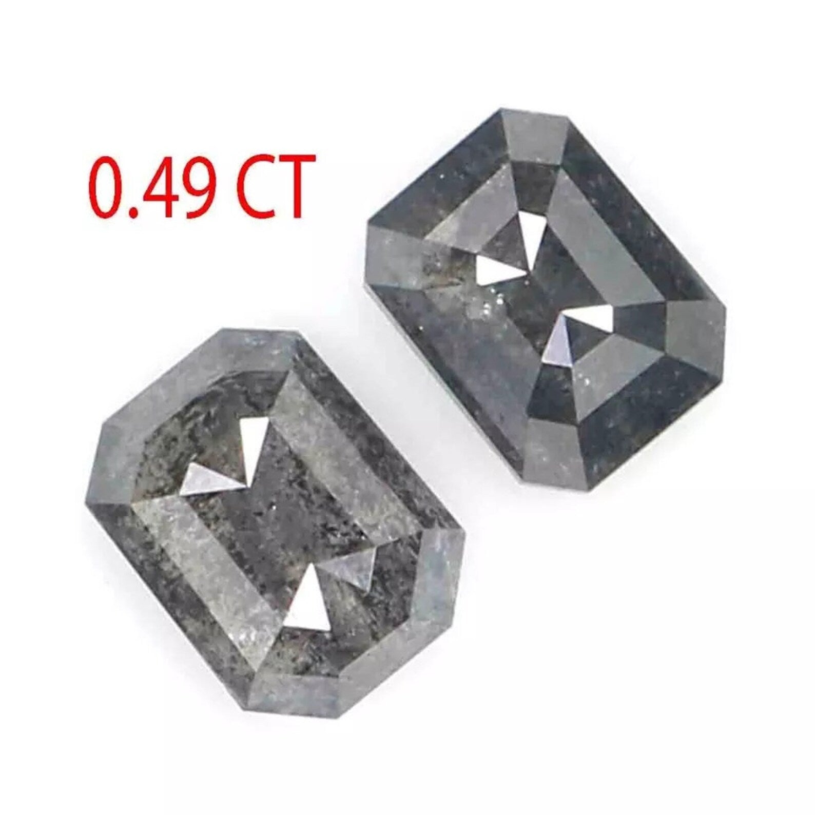 0.49 CT Natural Loose Emerald Pair Shape Diamond Salt And Pepper Emerald Diamond 4.00 MM Black Grey Color Emerald Rose Cut Diamond QN2150