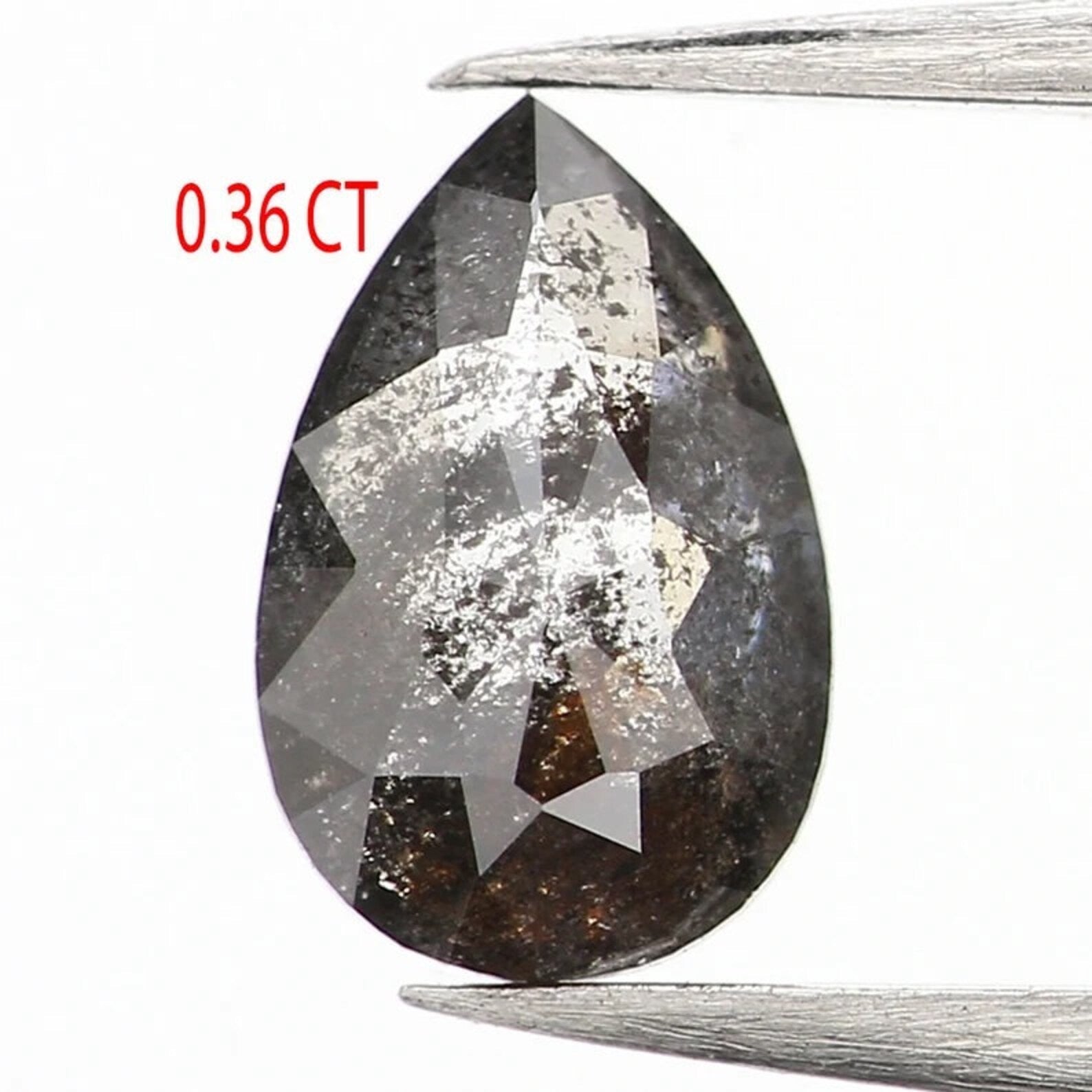0.36 CT Natural Loose Pear Shape Diamond Salt And Pepper Pear Diamond 6.00 MM Natural Diamond Black Grey Color Pear Rose Cut Diamond NQ1205