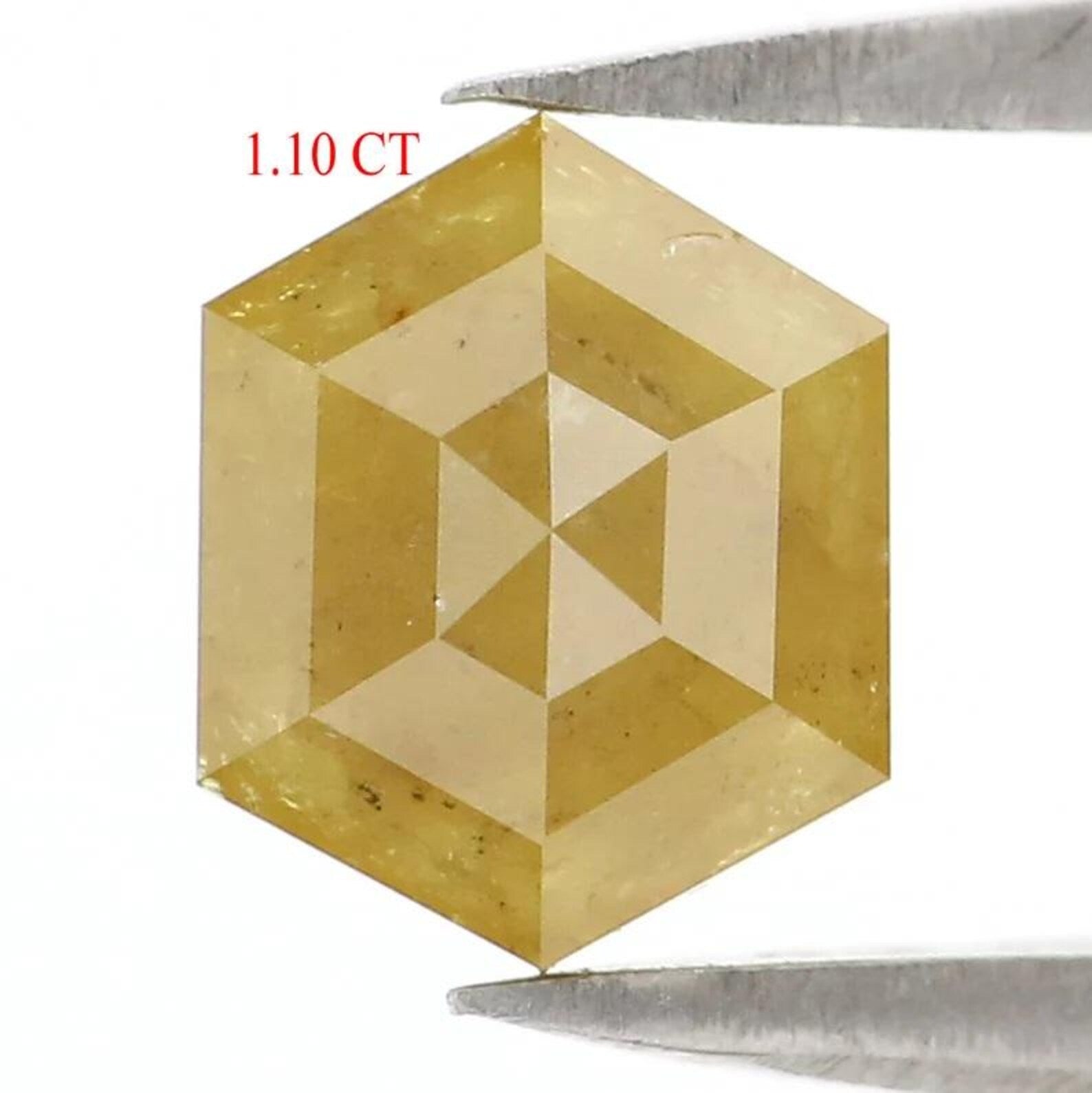 1.10 CT Natural Loose Hexagon Shape Diamond Yellow Color Hexagon Cut Diamond 6.95 MM Natural Loose Diamond Hexagon Rose Cut Diamond NQ766