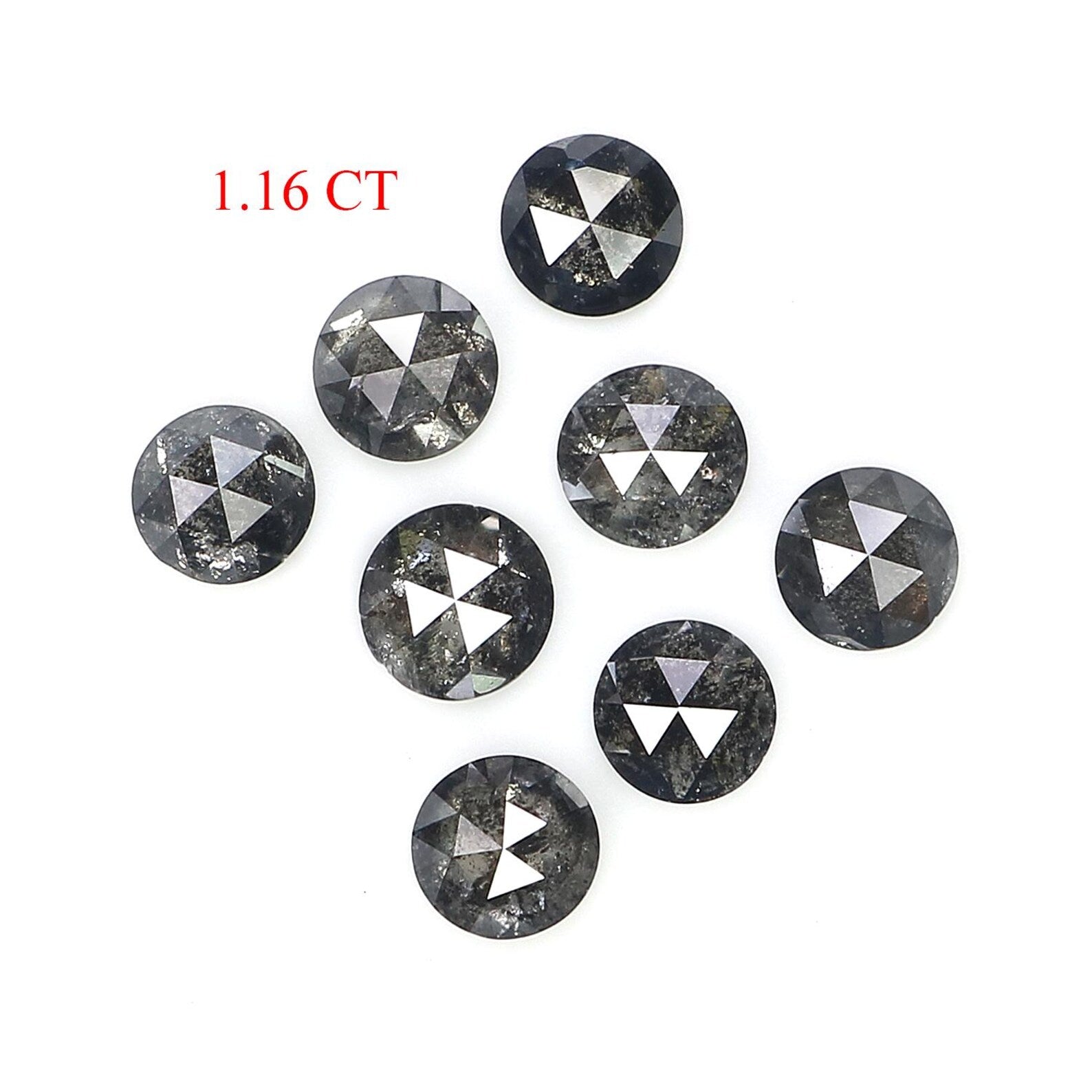 1.16 Ct Natural Loose Round Rose Cut Diamond Salt And Pepper Round Diamond 3.20 MM Natural Black Grey Color Round Rose Cut Diamond NQ1794