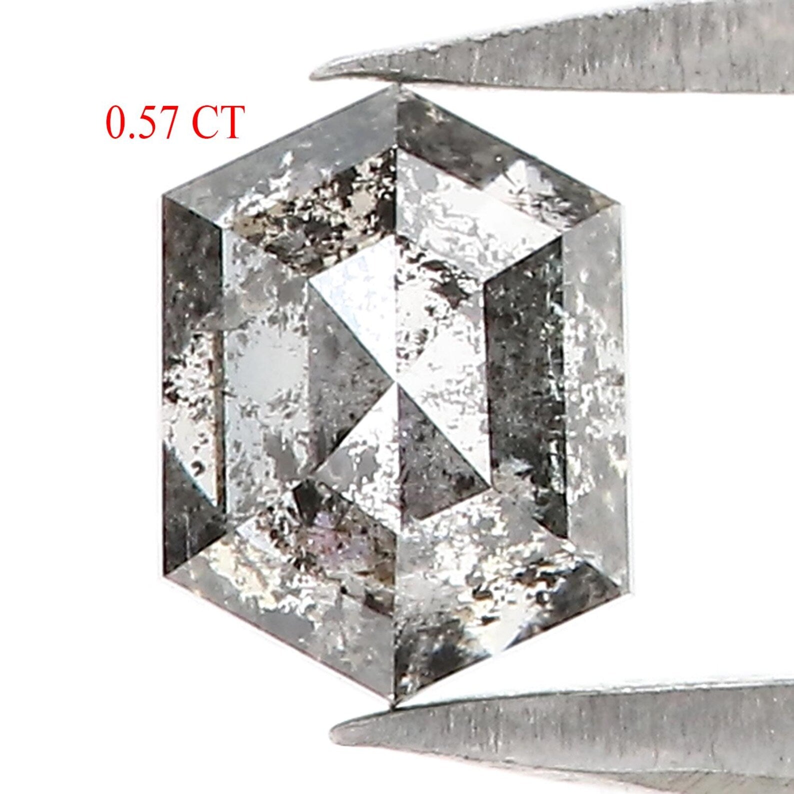 0.57 Ct Natural Loose Hexagon Shape Diamond Salt And Pepper Hexagon Cut Diamond 5.40 MM Natural Loose Black Color Hexagon Cut Diamond QN747