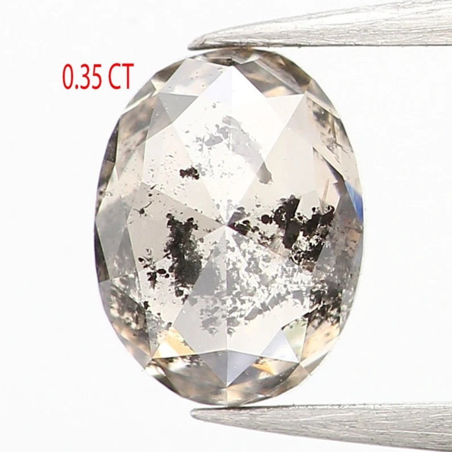 0.35 CT Natural Loose Oval Shape Diamond Salt and Pepper Oval Shape Diamond 4.85 MM Natural Black Grey Color Oval Rose Cut Diamond NQ1200