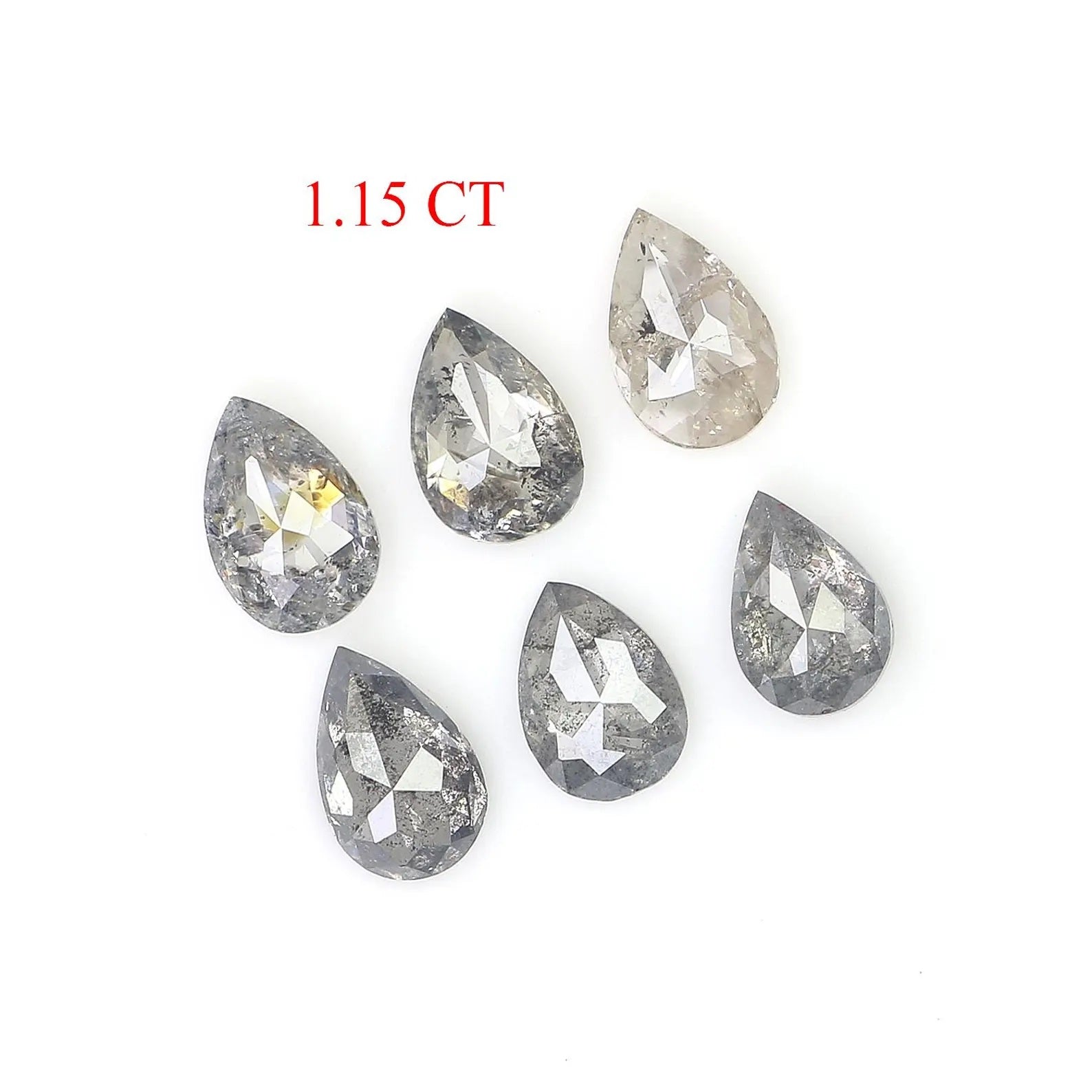 1.15 CT Natural Loose Pear Shape Diamond Salt And Pepper Pear Diamond 4.45 MM Natural Diamond Black Grey Color Pear Rose Cut Diamond NQ1326