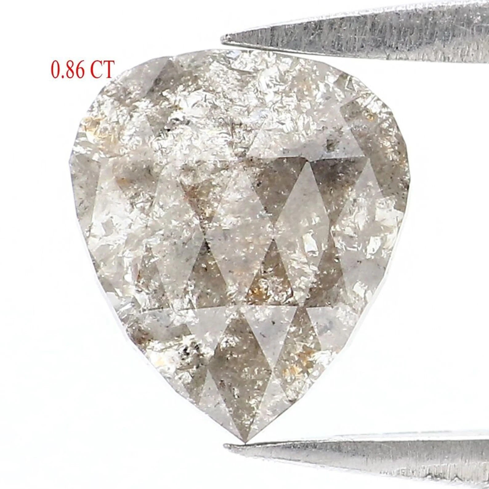0.86 Ct Natural Loose Heart Shape Diamond Salt And Pepper Heart Cut Diamond 7.60 MM Natural Diamond Grey Color Heart Rose Cut Diamond NQ8437