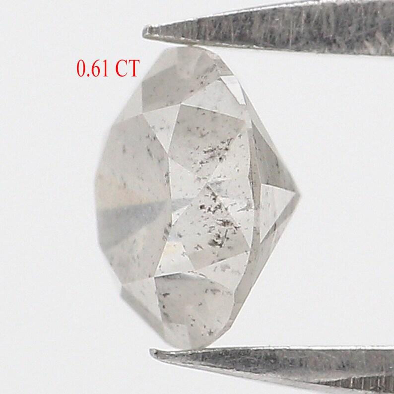 0.61 Ct Natural Loose Round Shape Diamond Salt And Pepper Round Diamond 5.40 MM Natural Diamond Gray Color Round Brilliant Cut Diamond NQ457