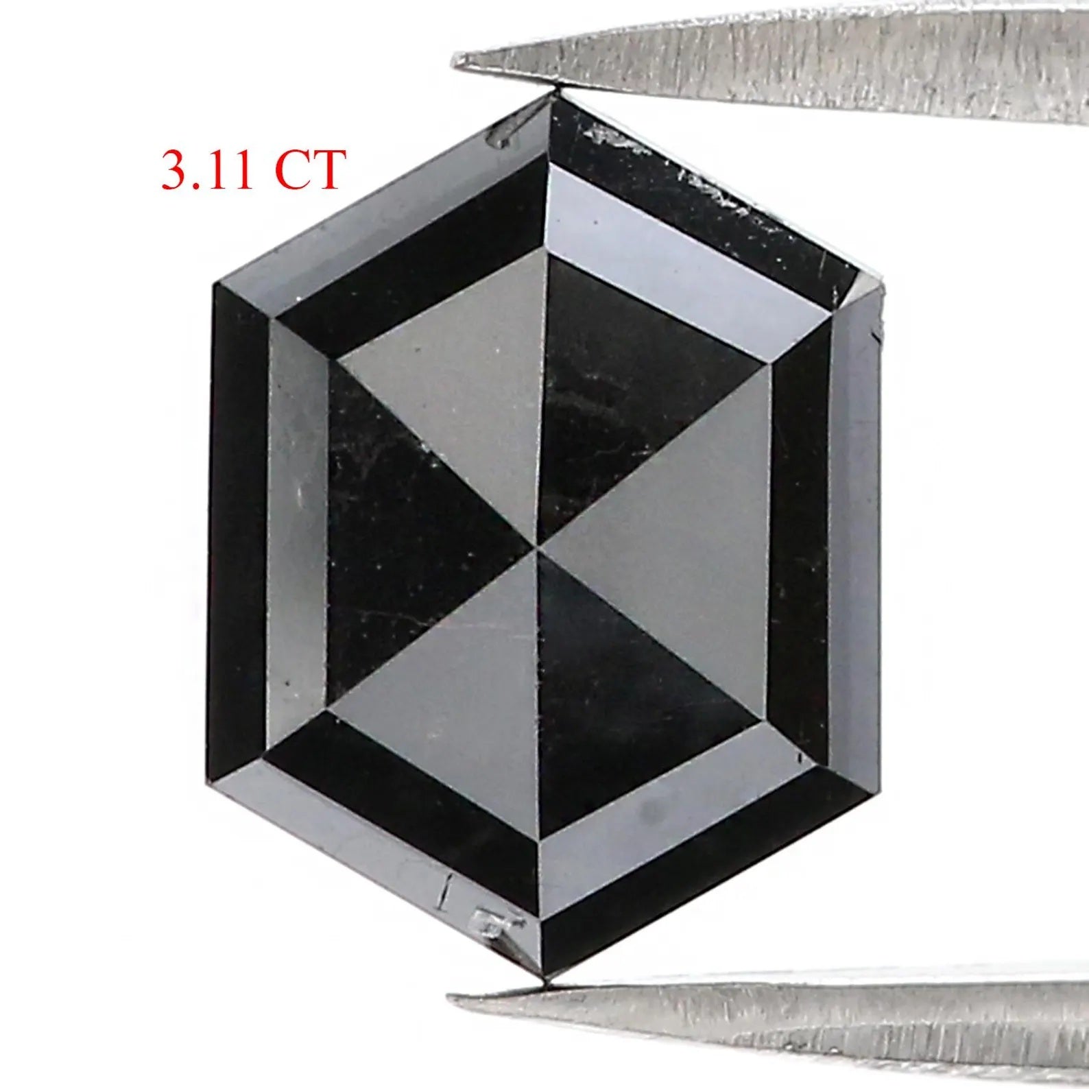 3.11 CT Natural Loose Hexagon Shape Diamond Black Color Hexagon Cut Diamond 10.00 MM Natural Diamond Black Hexagon Rose Cut Diamond QN607