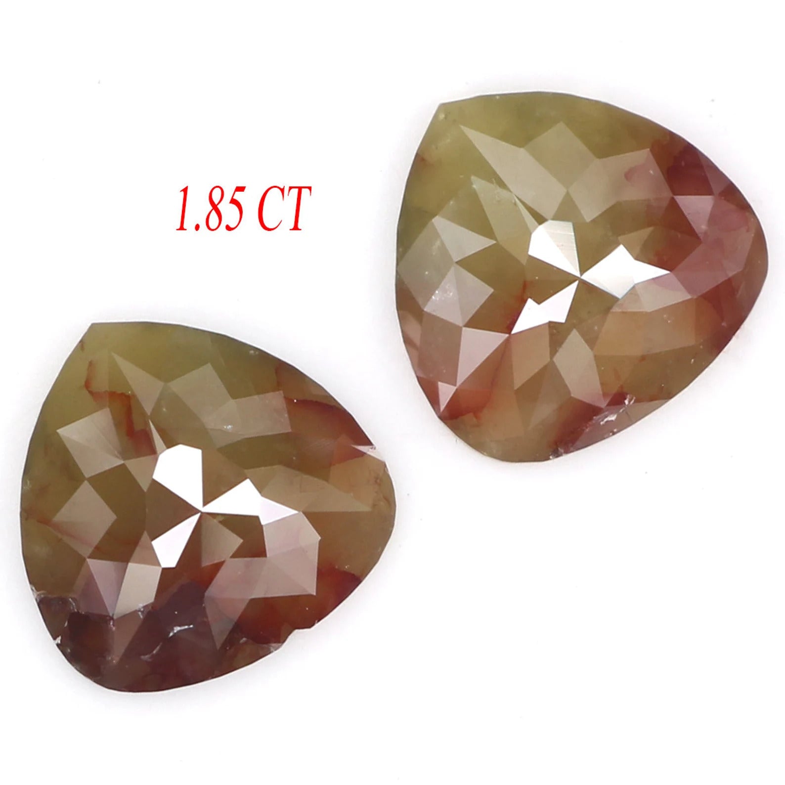 1.85 CT Natural Loose Pear Shape Pair Diamond Brown Green Color Pear Pair Diamond 7.10 MM Natural Loose Pear Pair Rose Cut Diamond KDN6993