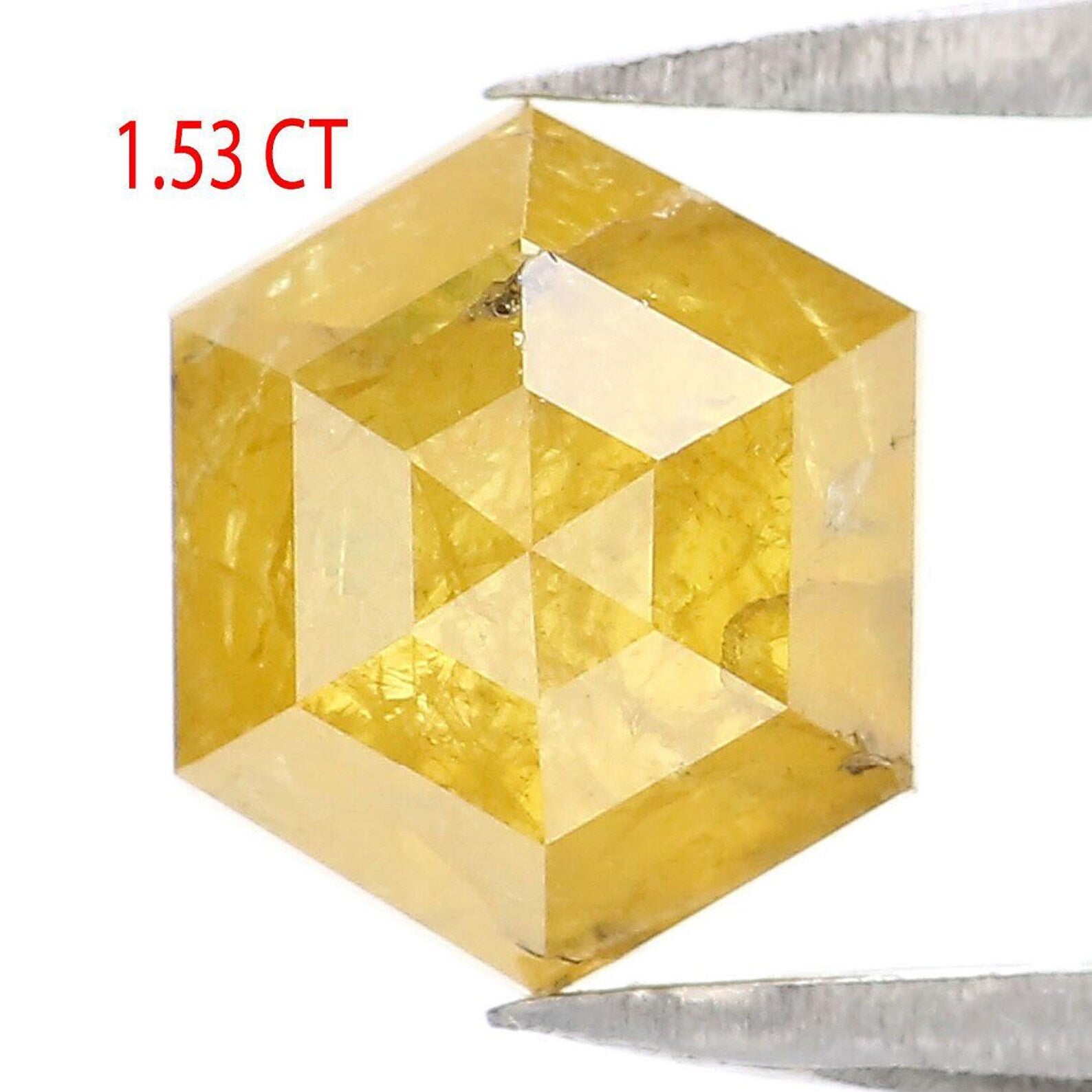 1.53 CT Natural Loose Hexagon Shape Diamond Yellow Color Hexagon Diamond 7.50 MM Natural Loose Yellow Color Hexagon Rose Cut Diamond NQ1919