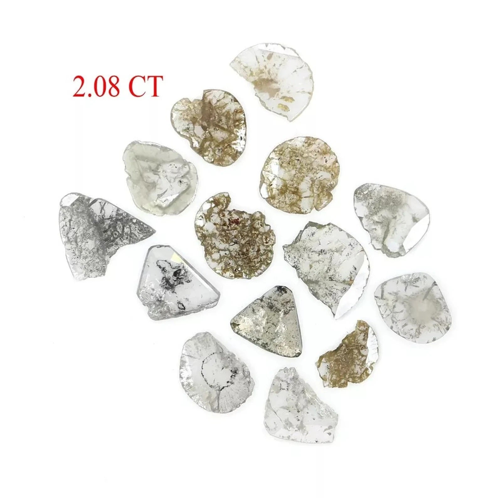 2.08 CT Natural Loose Slice Shape Diamond Salt And Pepper Slice Diamond 5.00 MM Natural Diamond Black Grey Color Slice Cut Diamond NQ1738